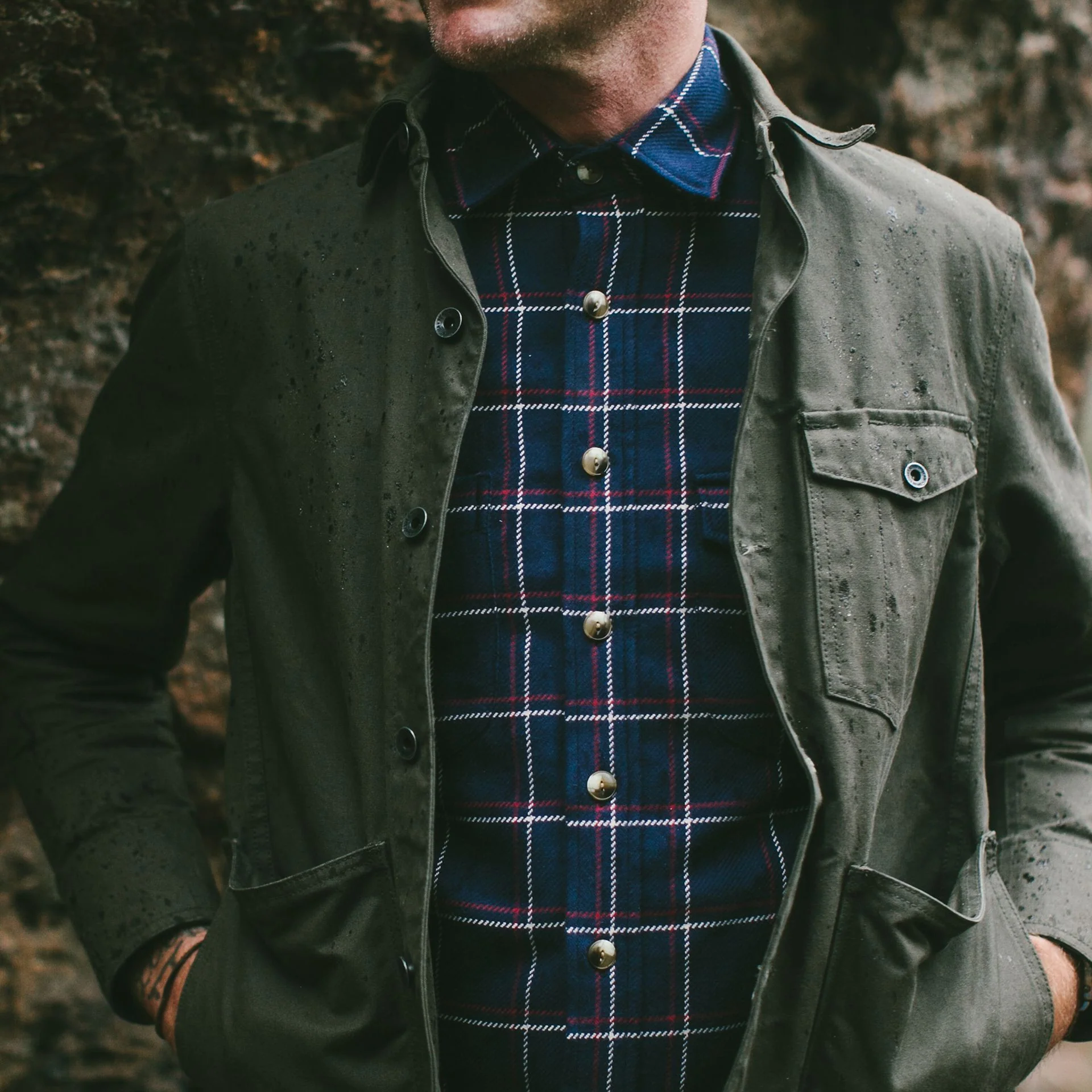 The Crater Shirt in Navy Plaid - Image 5