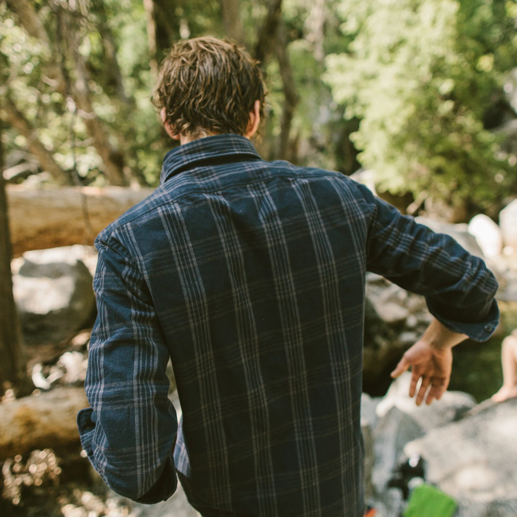 The Crater Shirt in Navy & Charcoal Plaid - Image 4