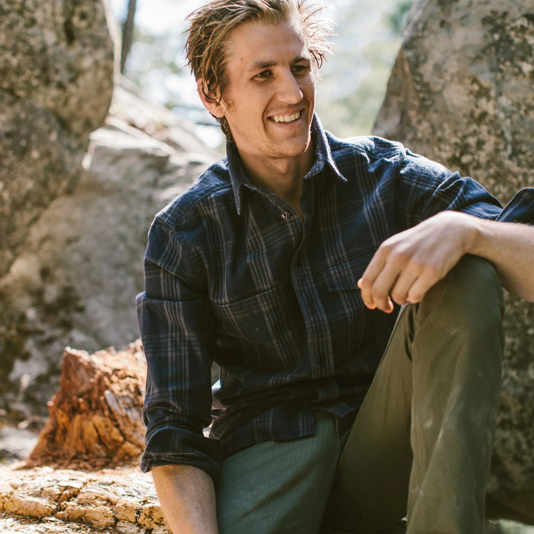 The Crater Shirt in Navy & Charcoal Plaid - Image 5
