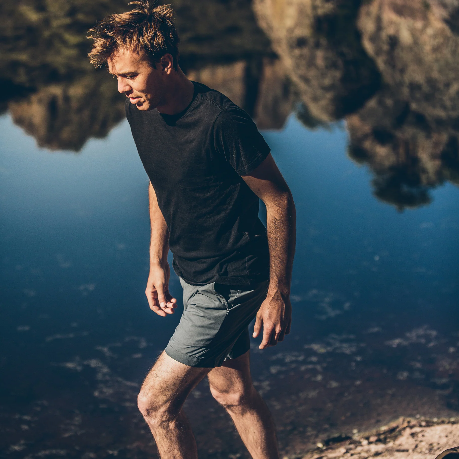 The Crewneck Pocket Tee in Black Merino - Image 2