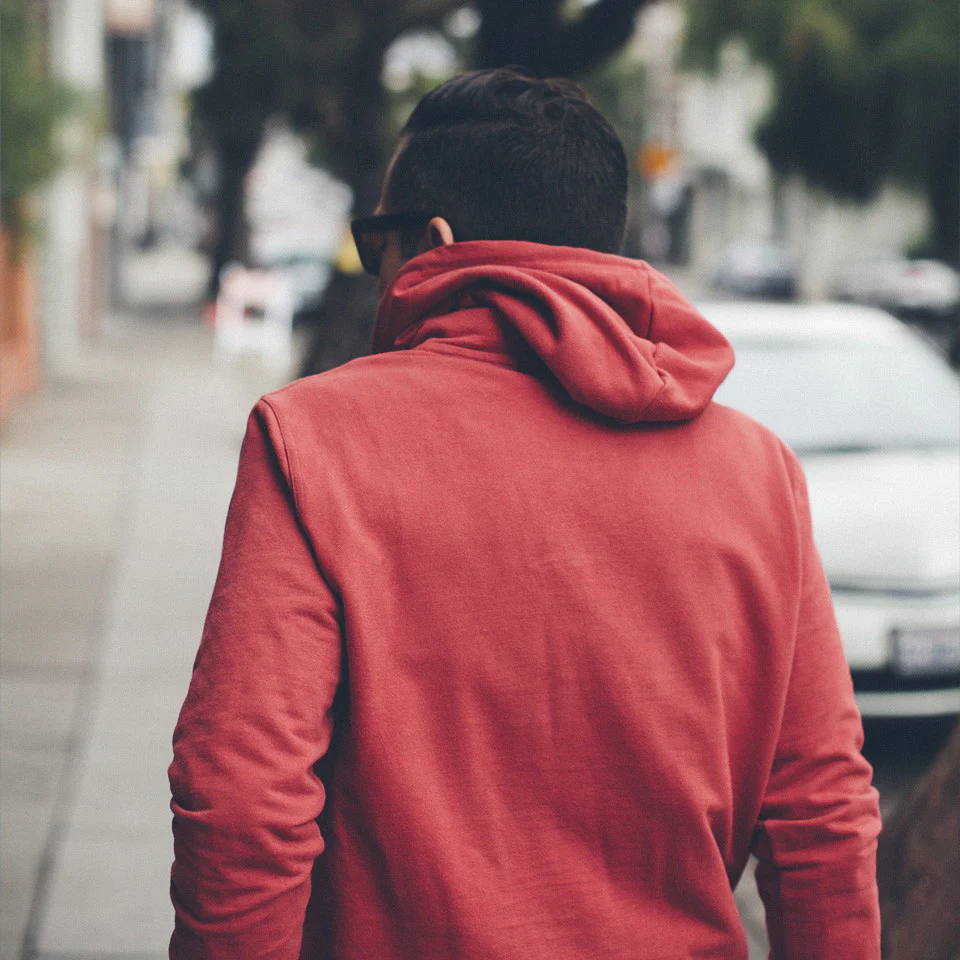 The Dusty Red 3 Button Hooded Sweatshirt - Image 6