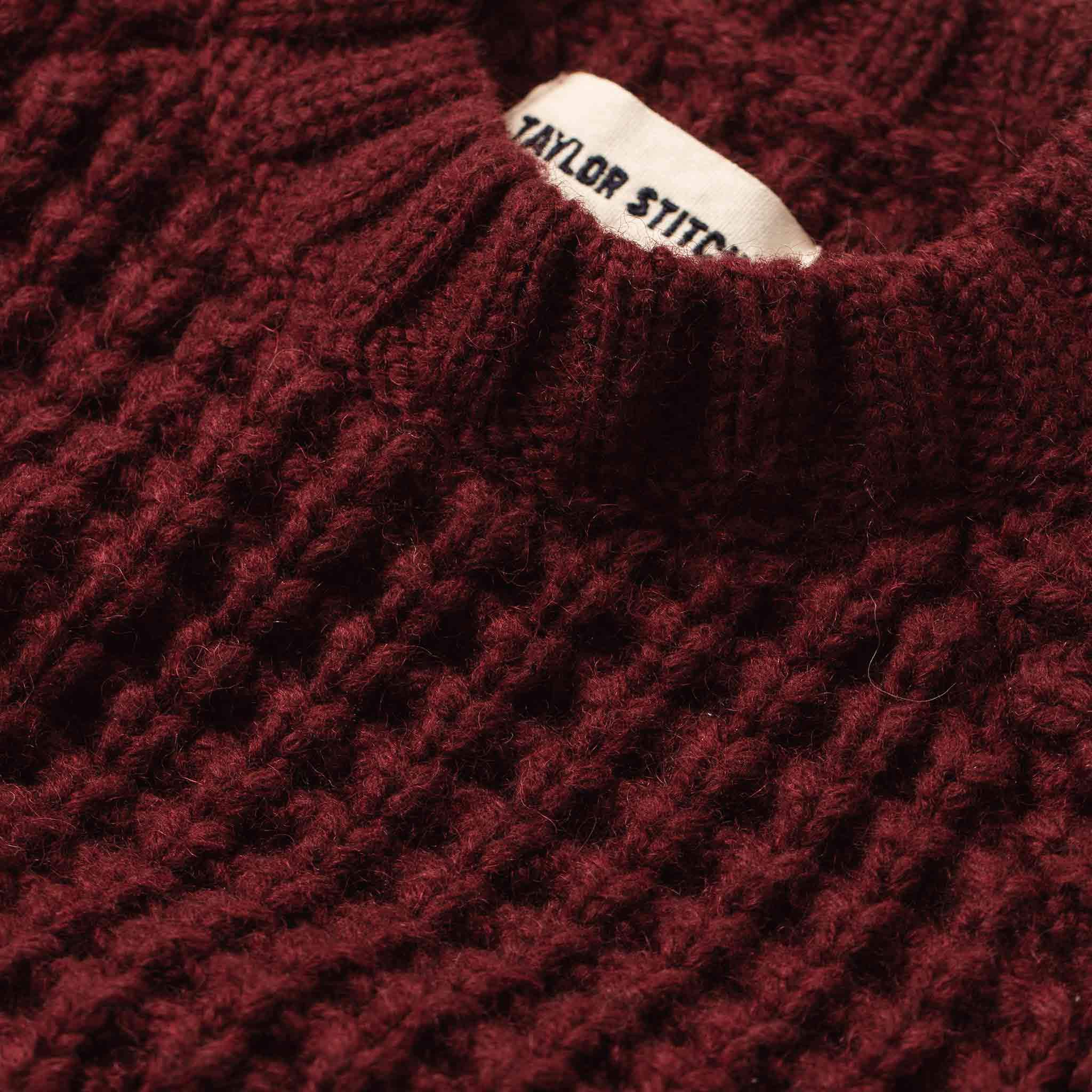 The Fisherman Sweater in Maroon Waffle - Image 7