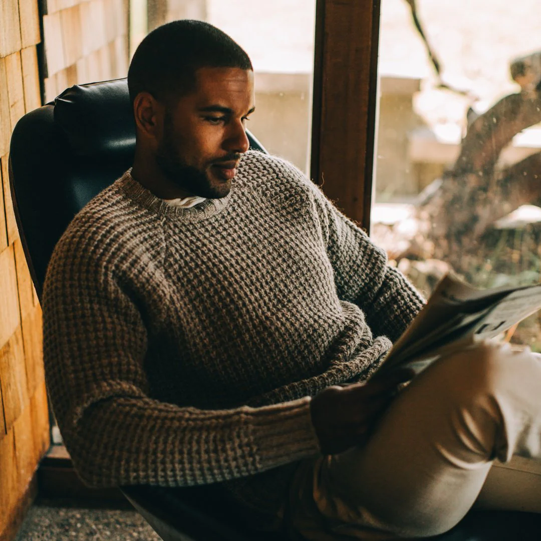 The Fisherman Sweater in Natural Waffle - Image 3