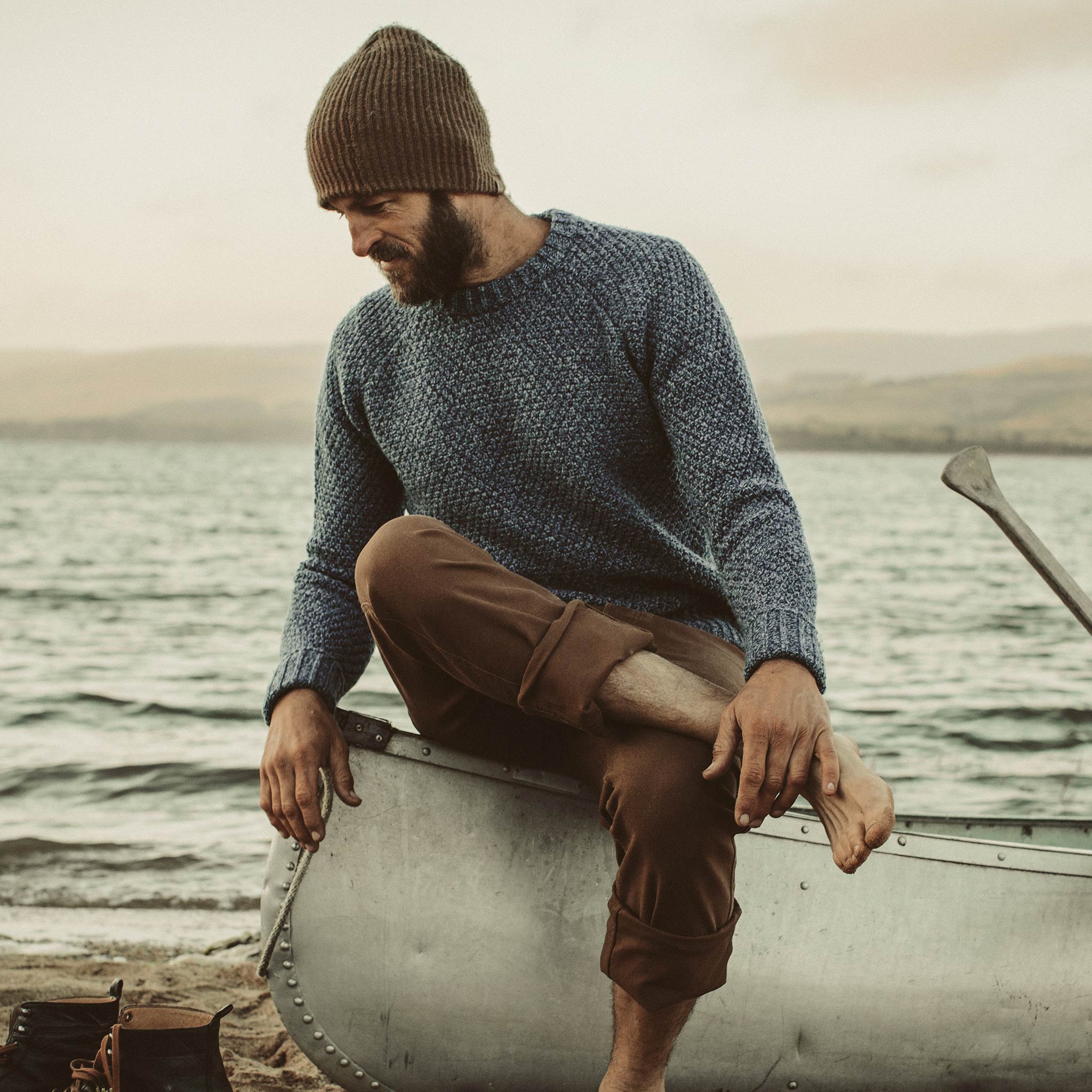 The Fisherman Sweater in Navy Melange - Image 3