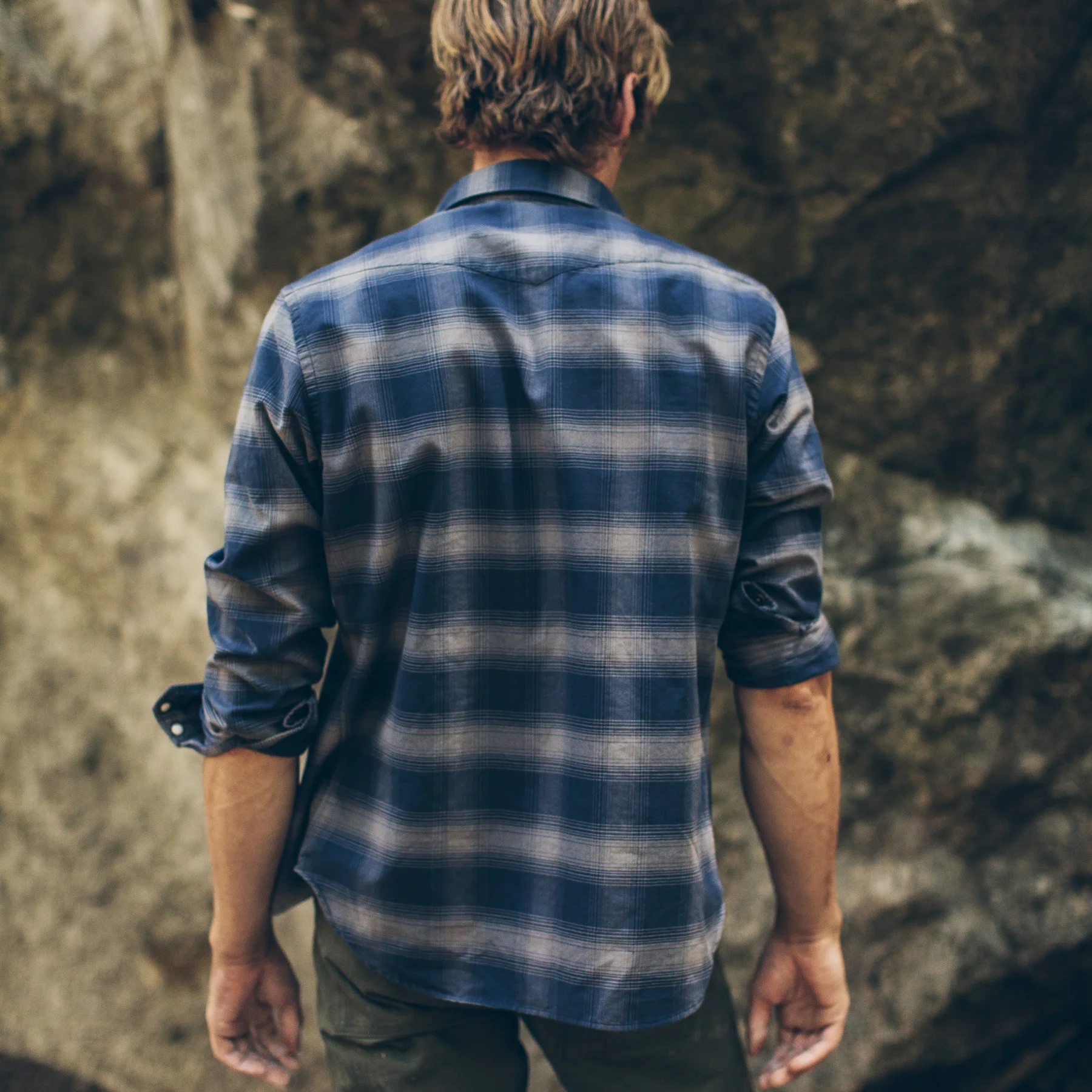 The Glacier Shirt in Navy & Grey Shadow Plaid - Image 6