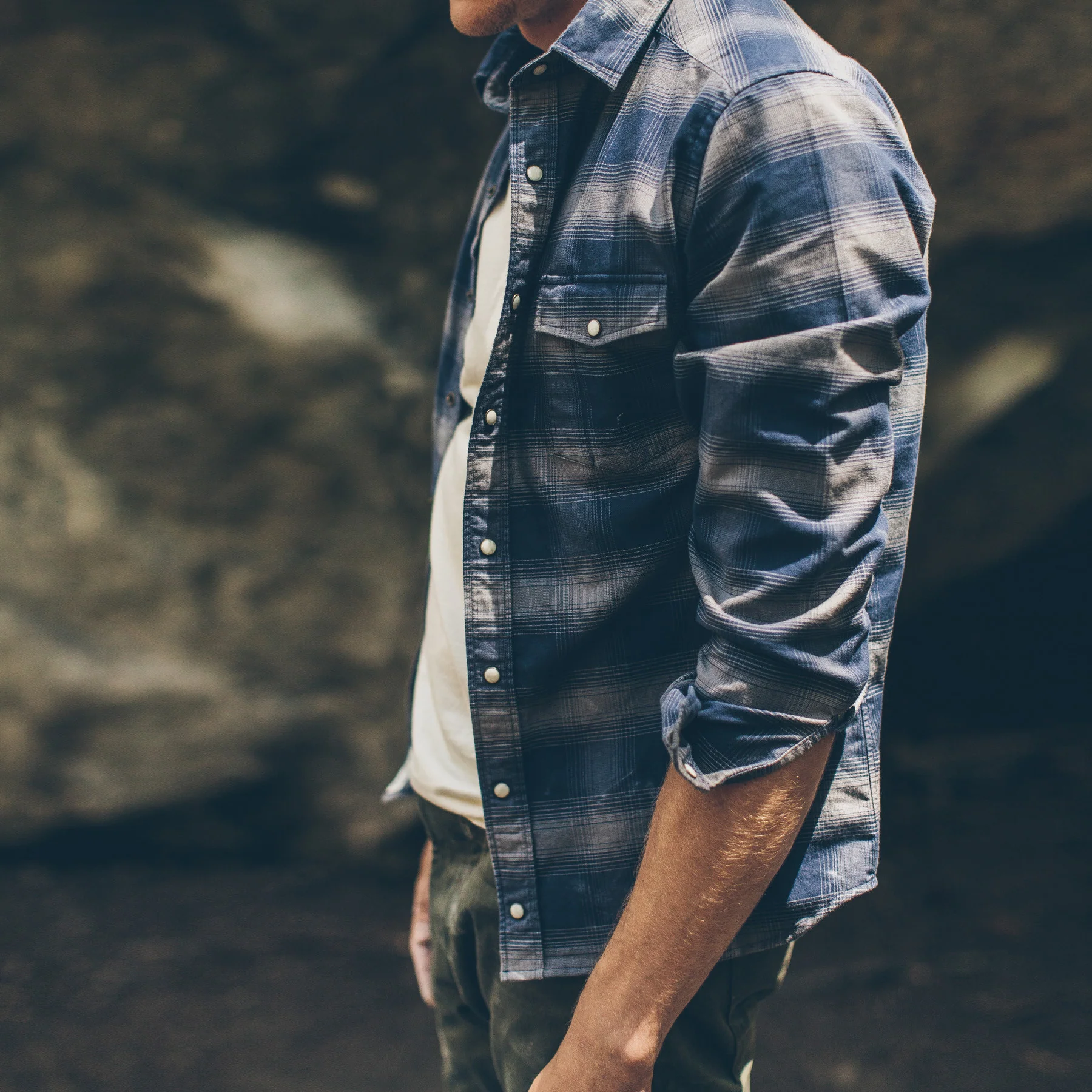 The Glacier Shirt in Navy & Grey Shadow Plaid - Image 7