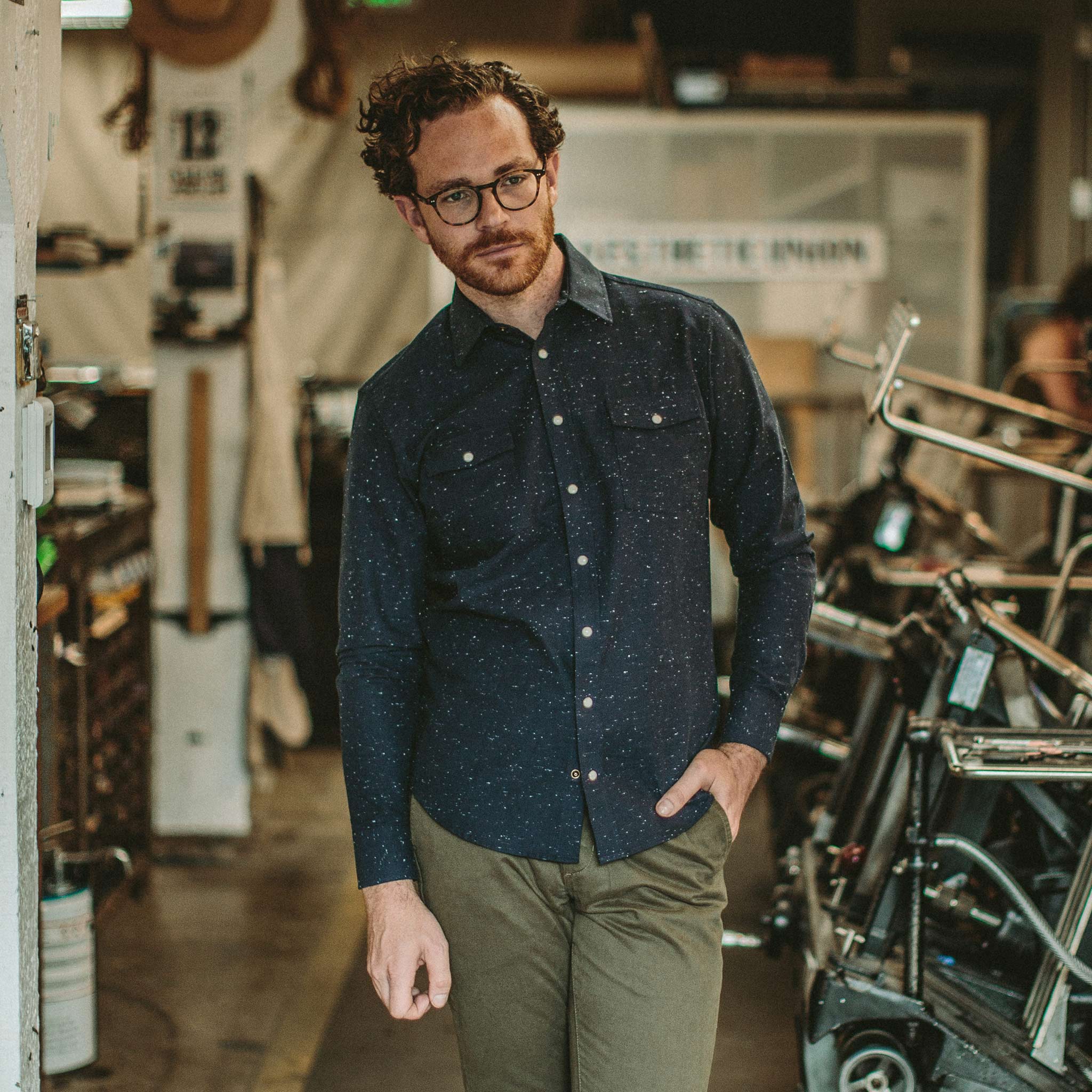 The Glacier Shirt in Navy Nep Twill - Image 2