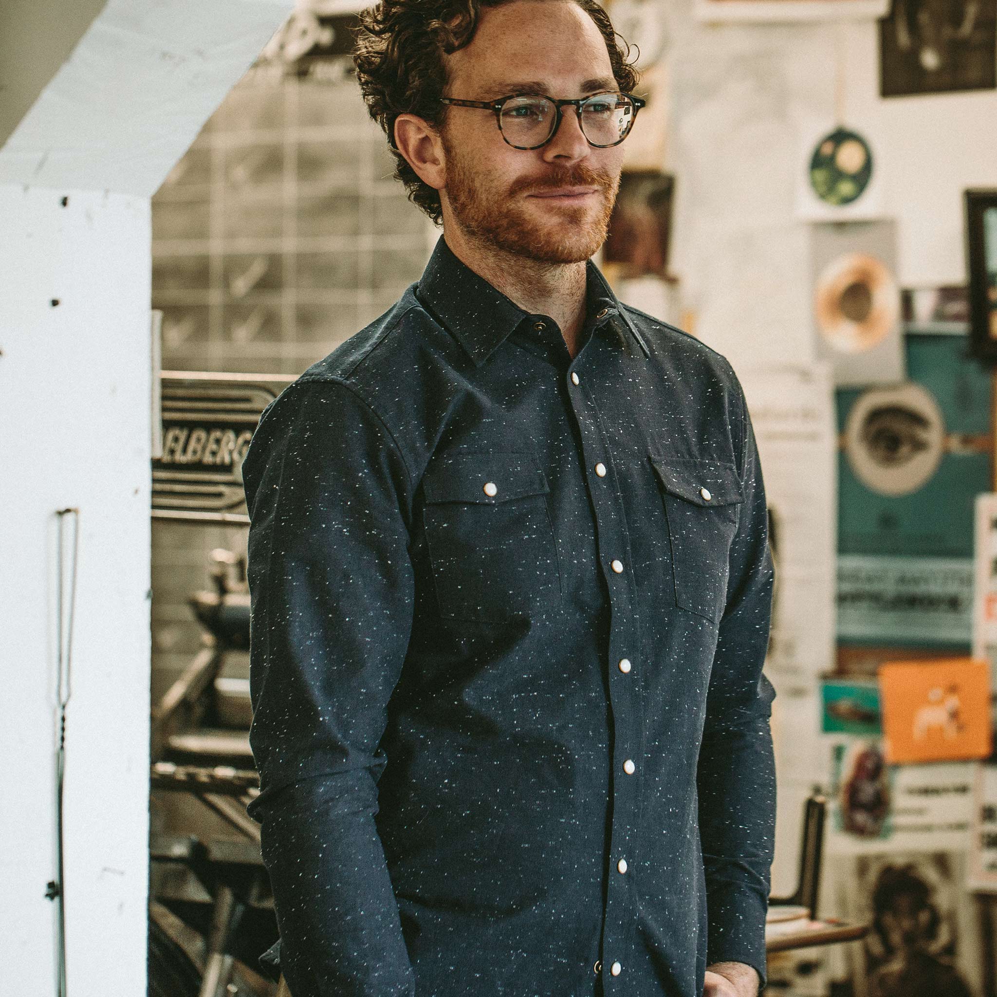The Glacier Shirt in Navy Nep Twill - Image 4