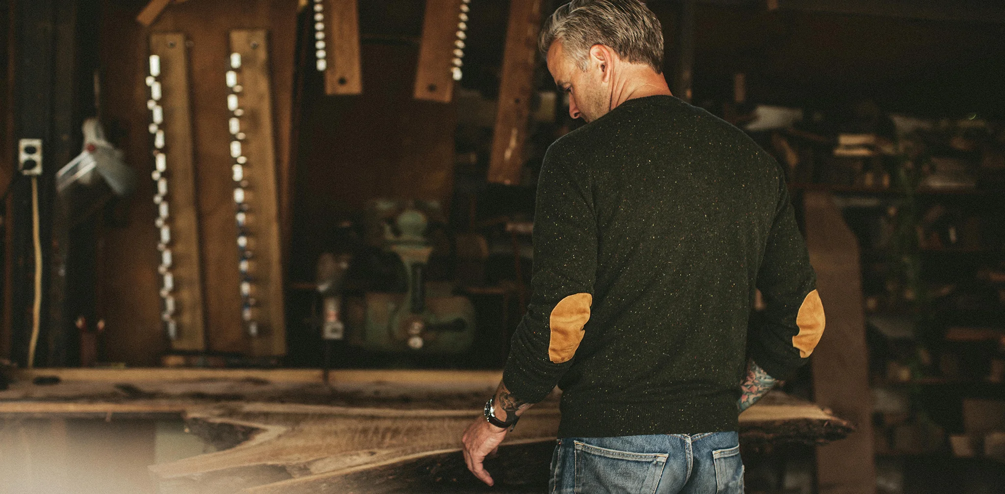 The Hardtack Sweater in Olive Cashmere Donegal - Image 10