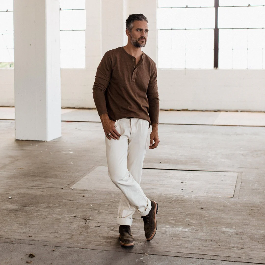 The Heavy Bag Henley in Fatigue Brown - Image 2