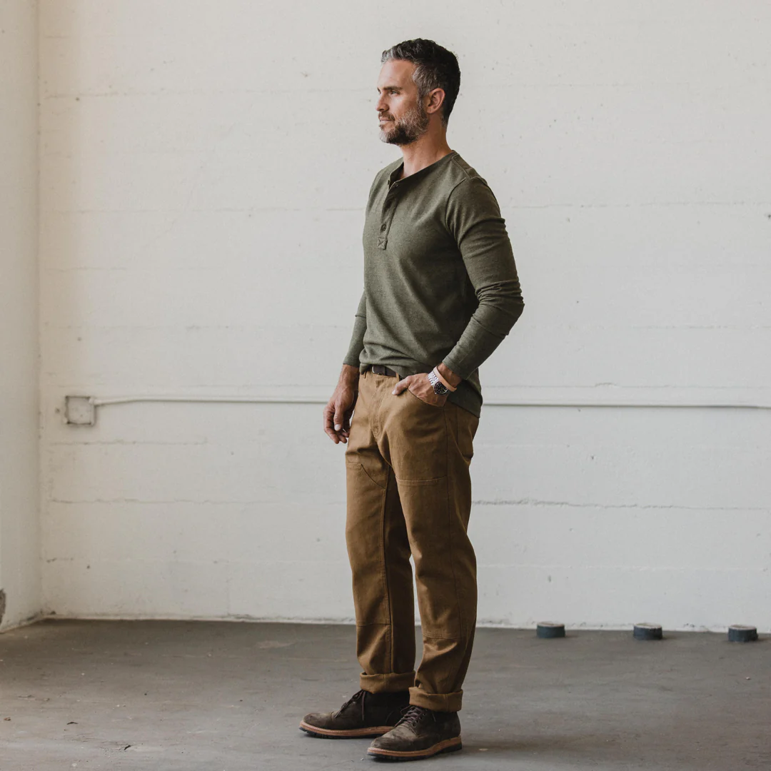 The Heavy Bag Henley in Fatigue Green - Image 2