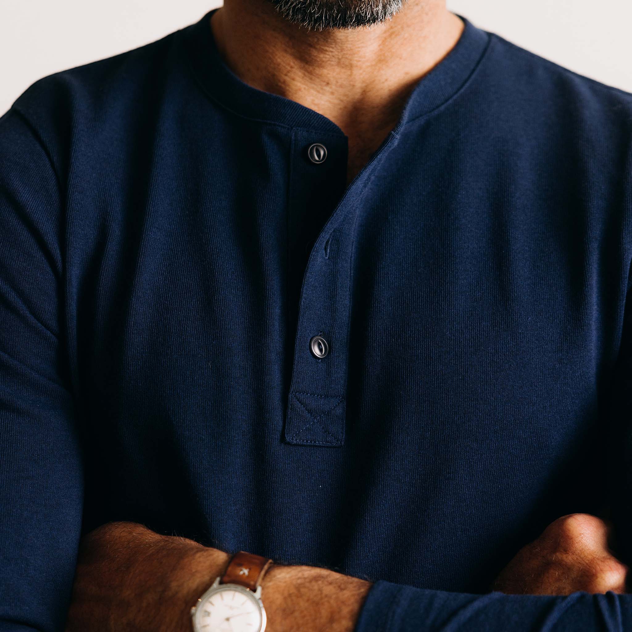 The Heavy Bag Henley in Navy - Image 3