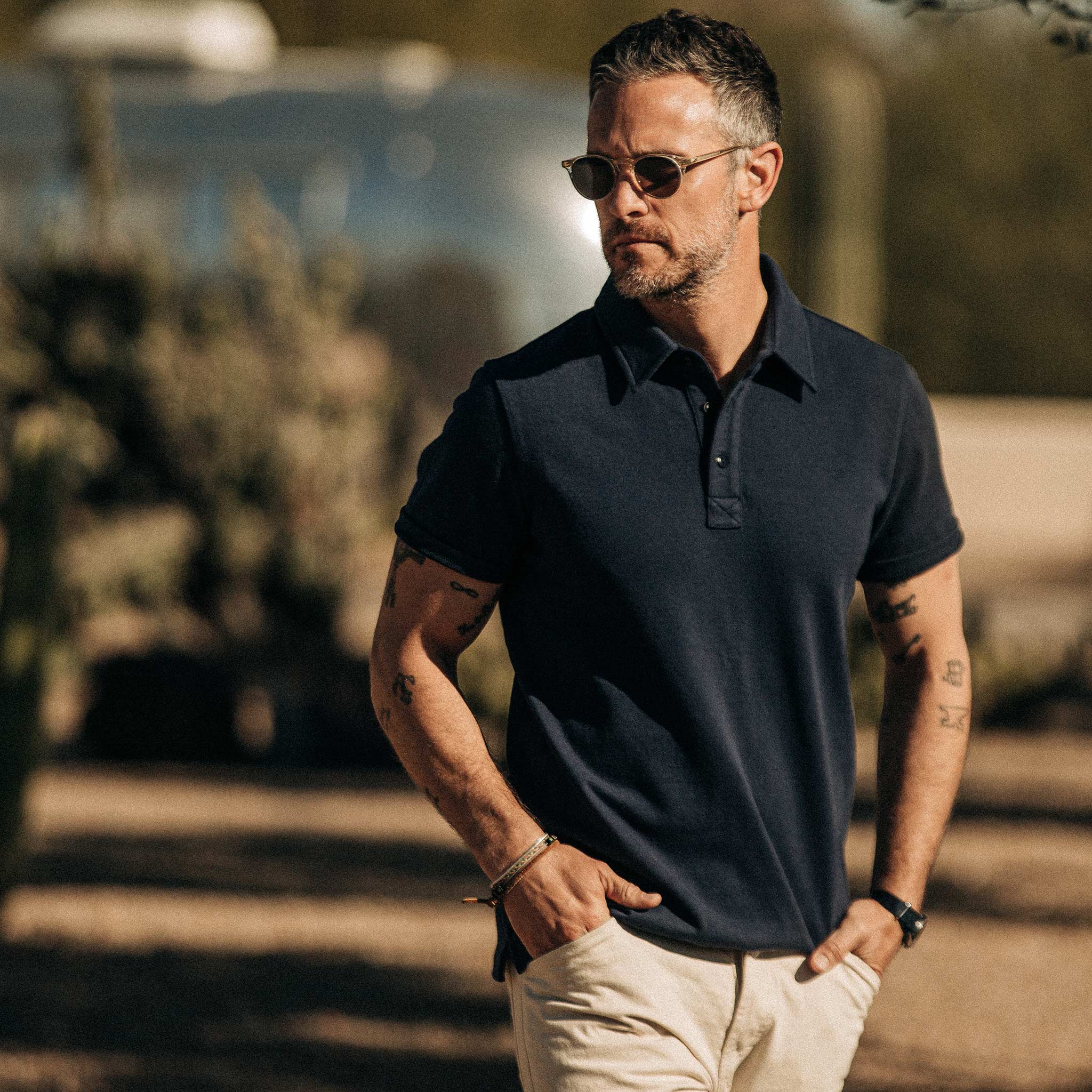 The Heavy Bag Polo in Navy - Image 2