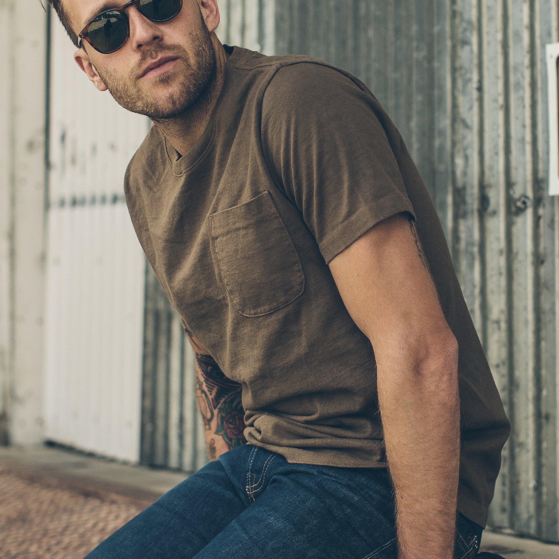 The Heavy Bag Tee in Fatigue Brown - Image 2