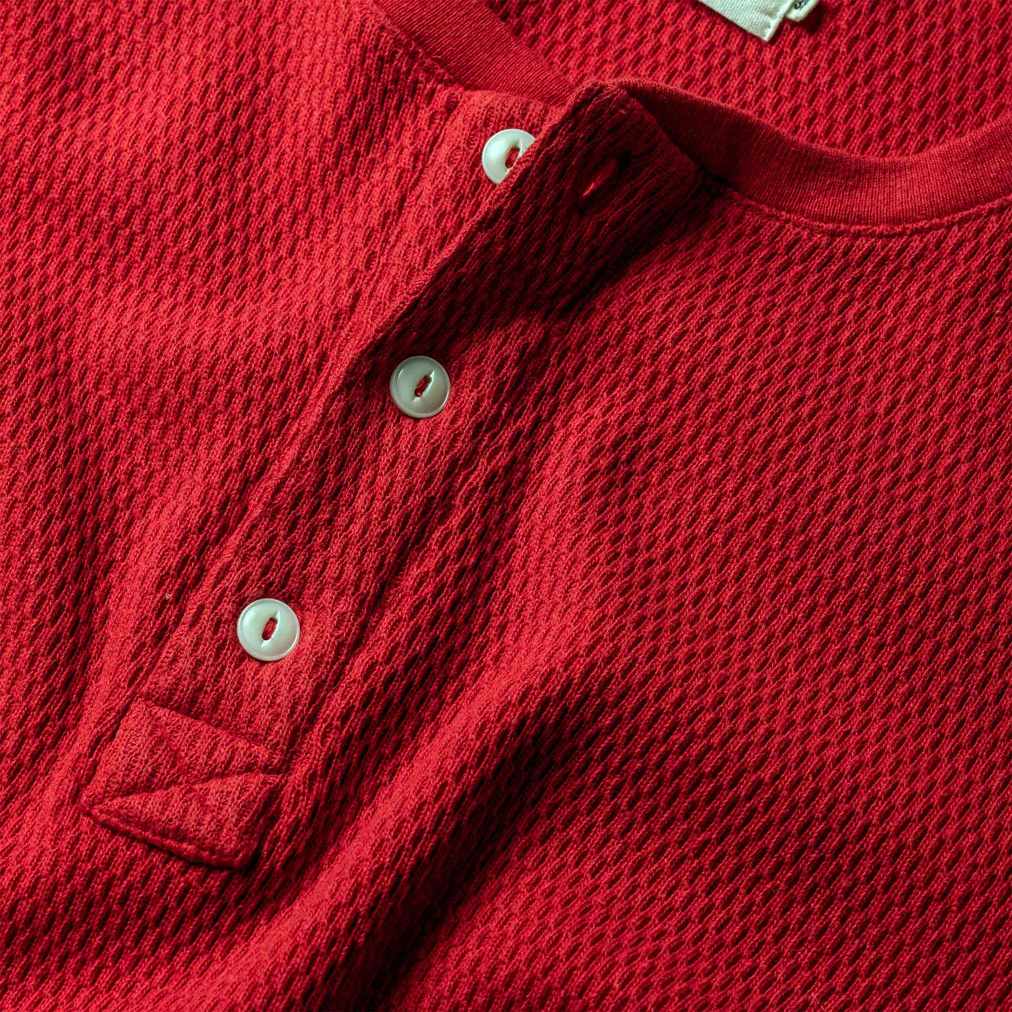 The Heavy Bag Waffle Henley in Cardinal - Image 5