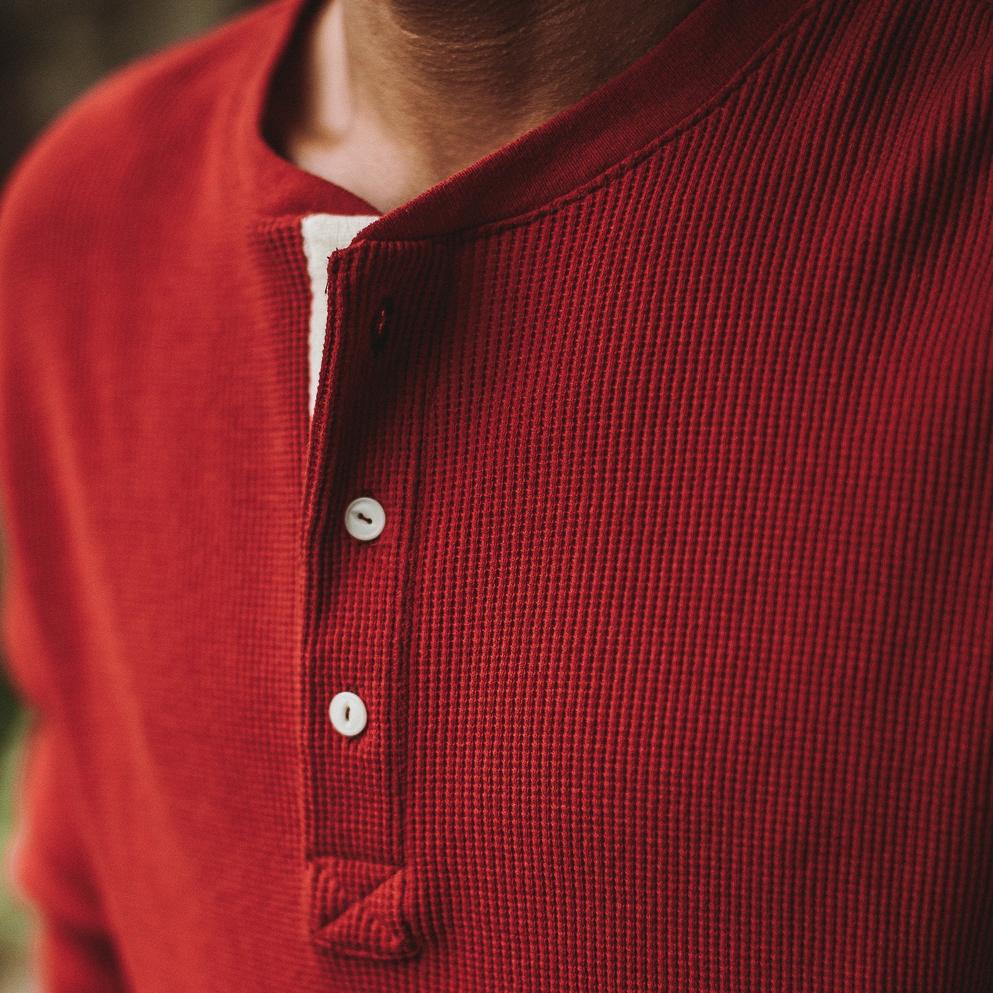 The Heavy Bag Waffle Henley in Cardinal - Image 2