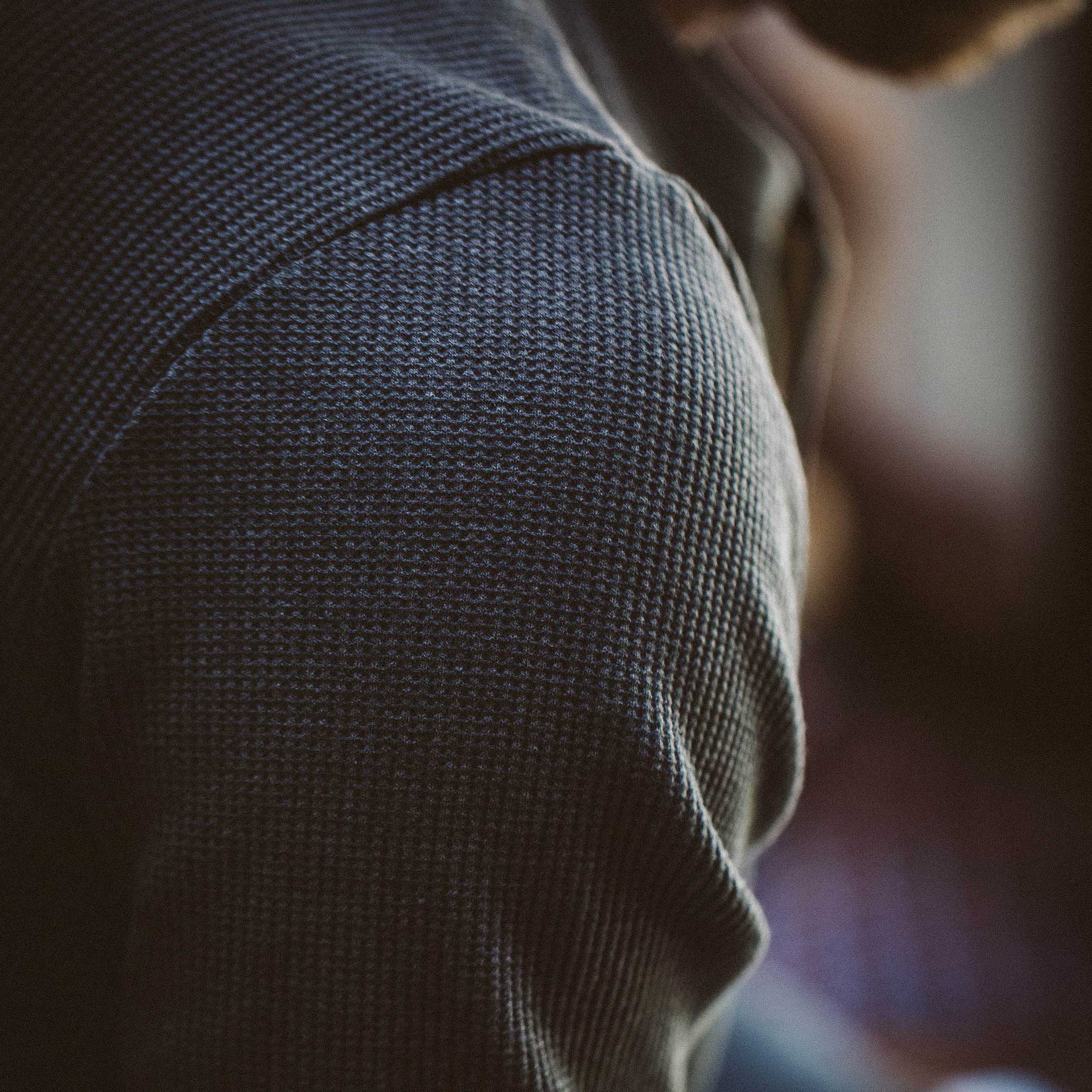 The Heavy Bag Waffle Henley in Heather Grey - Image 3