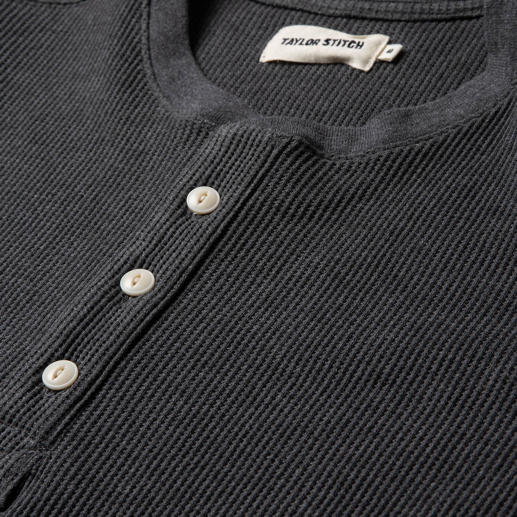 The Heavy Bag Waffle Henley in Heather Grey - Image 6