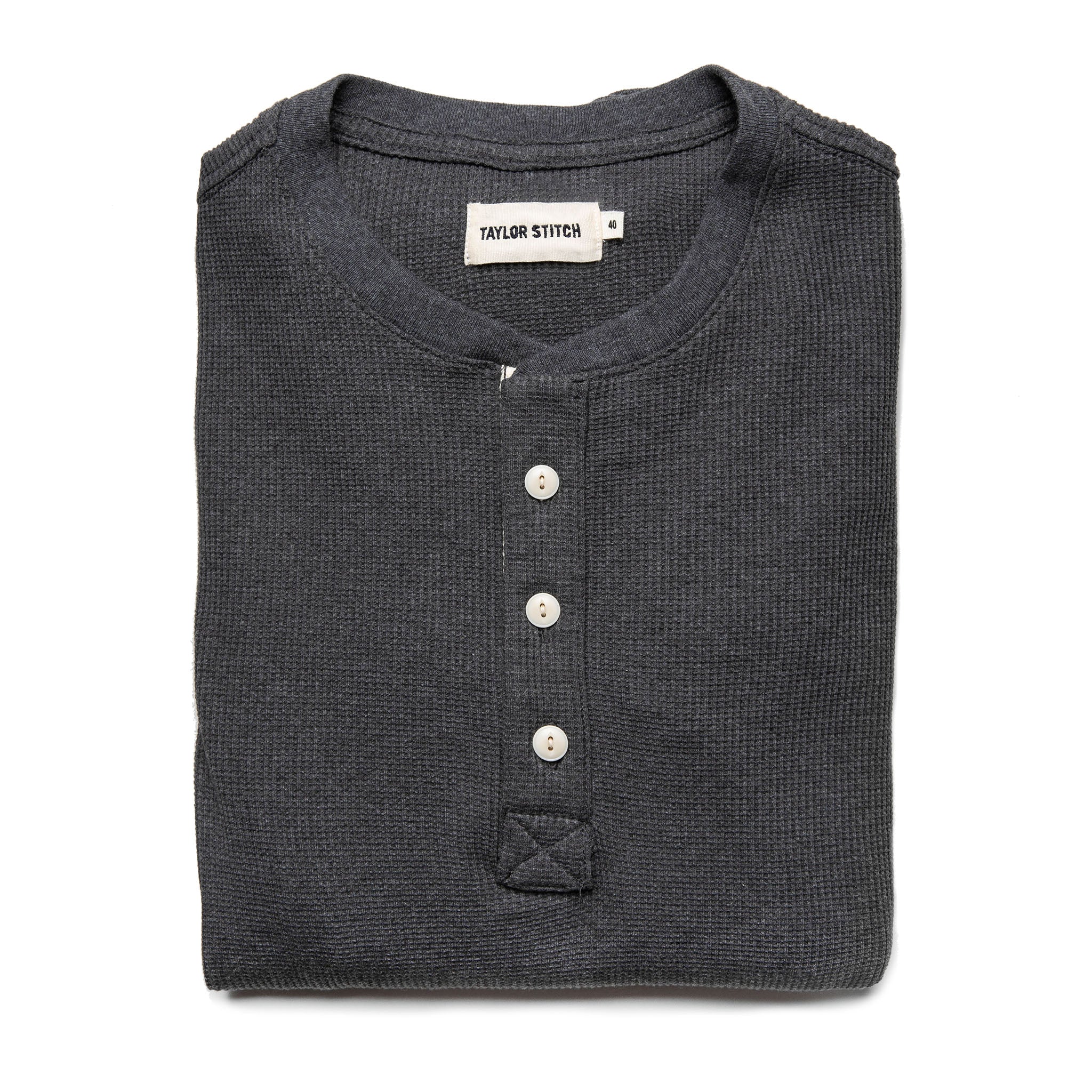 The Heavy Bag Waffle Henley in Heather Grey - Image 7