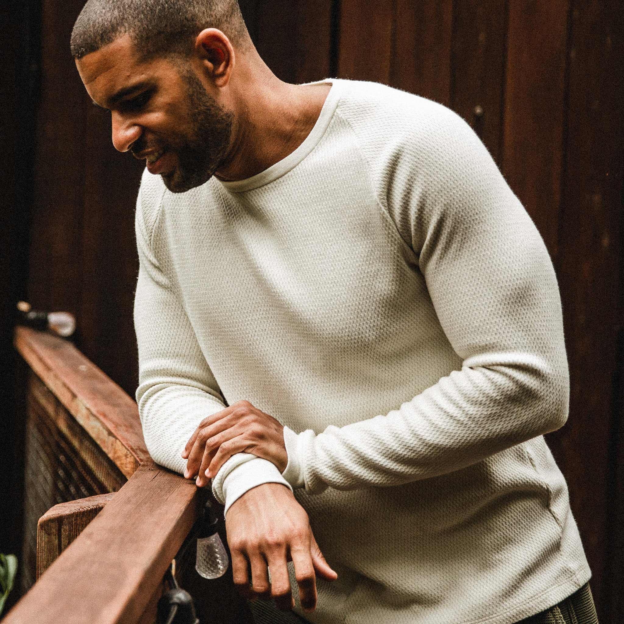 The Heavy Bag Waffle Long Sleeve in Natural Archive - Image 3
