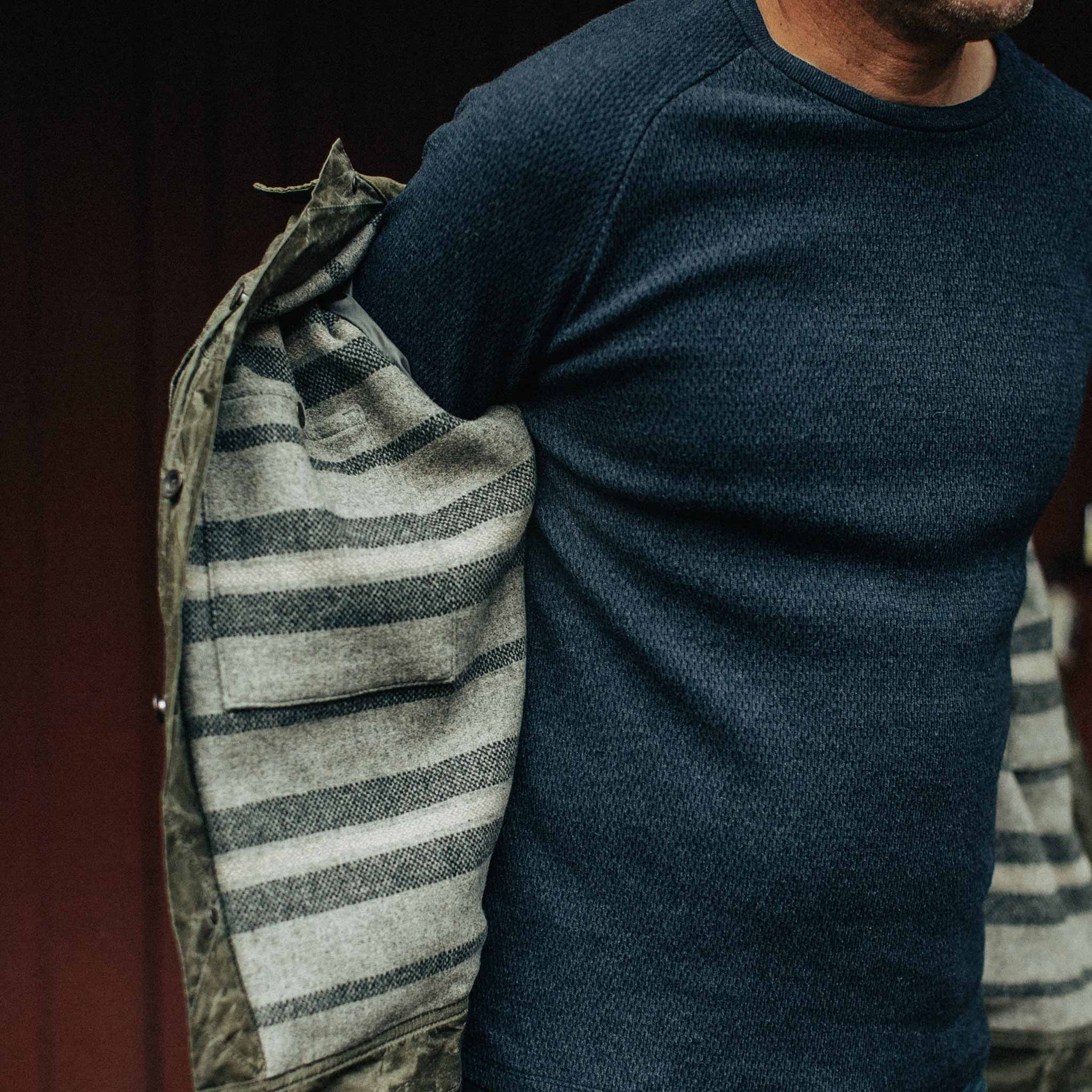 The Heavy Bag Waffle Long Sleeve in Navy - Image 3