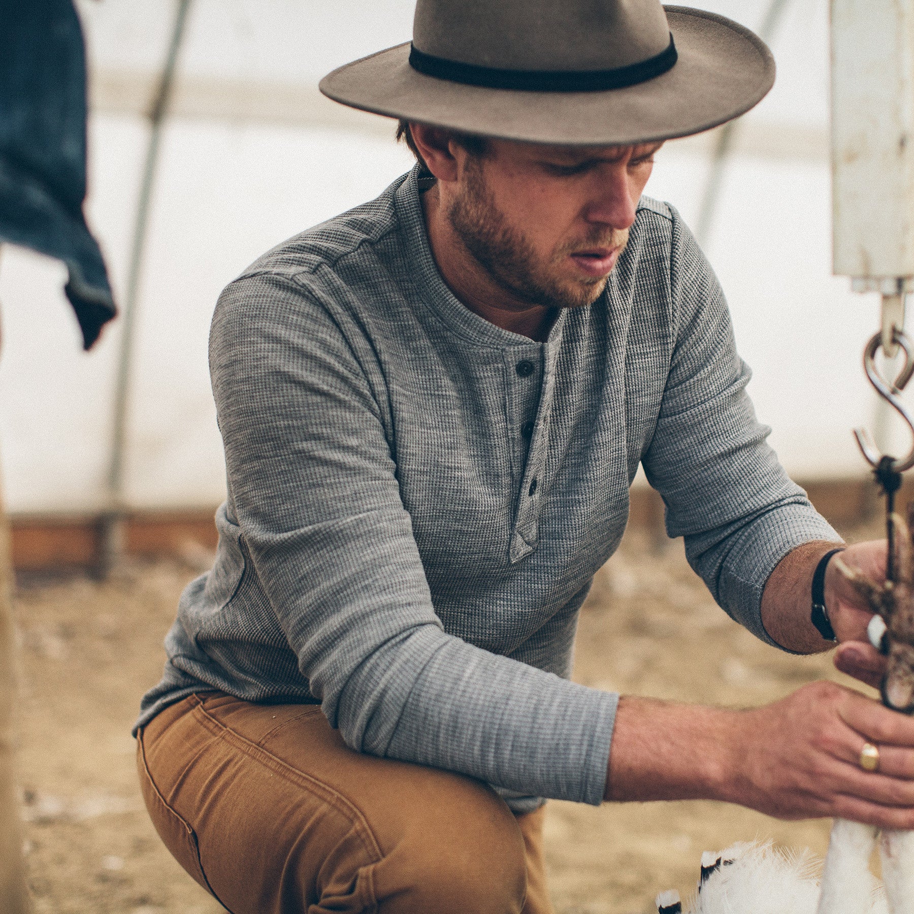 The Henley in Ash Merino Waffle - Image 2
