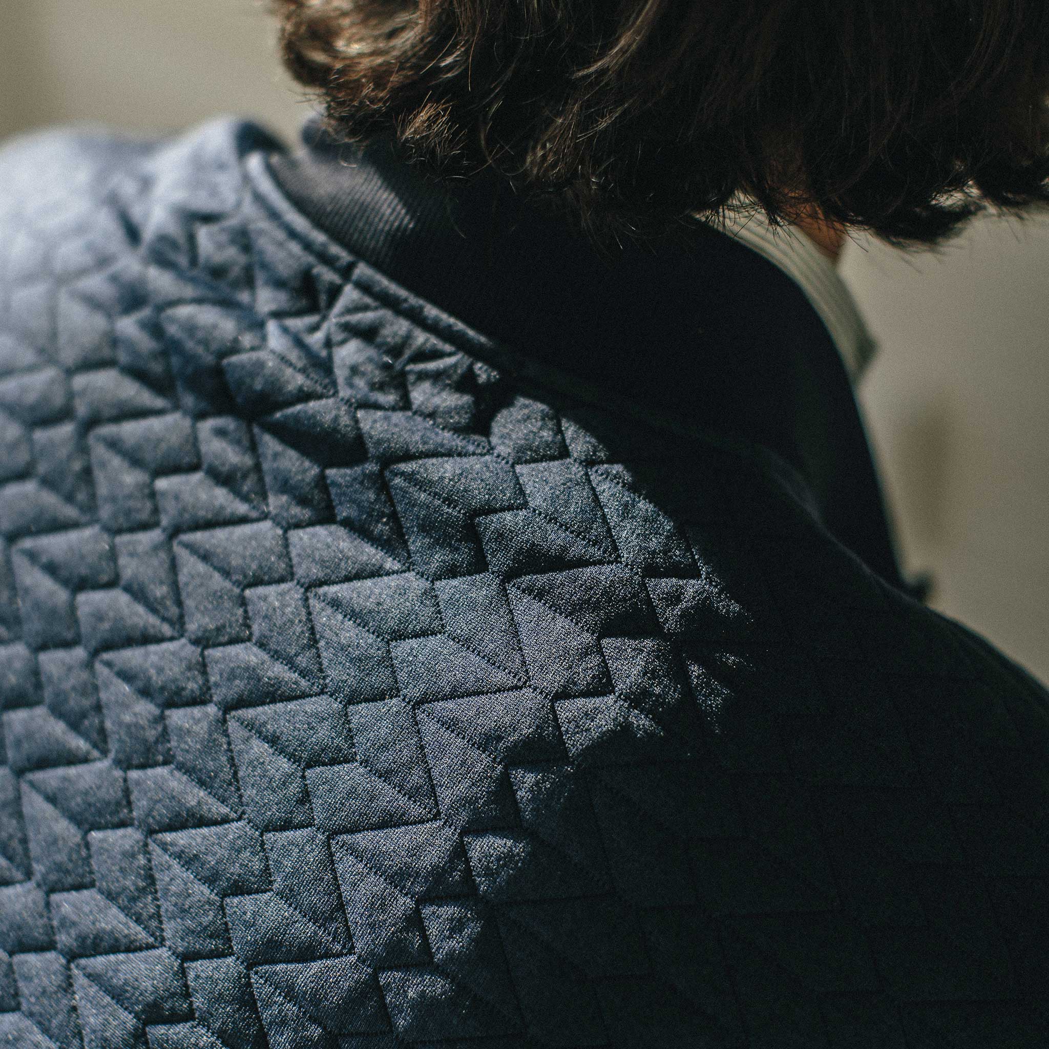 The Inverness Bomber in Navy Knit Quilt - Image 5