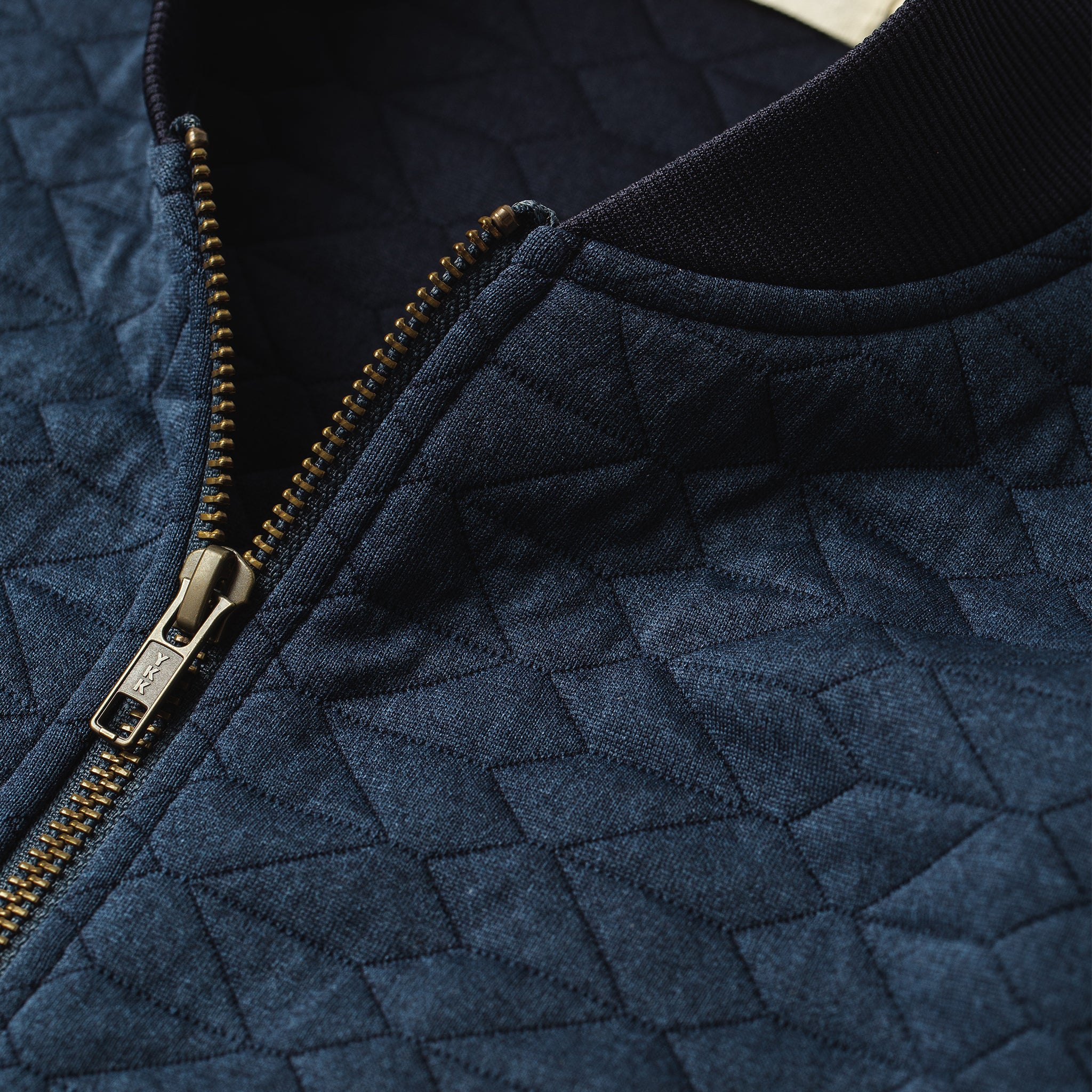 The Inverness Bomber in Navy Knit Quilt - Image 6