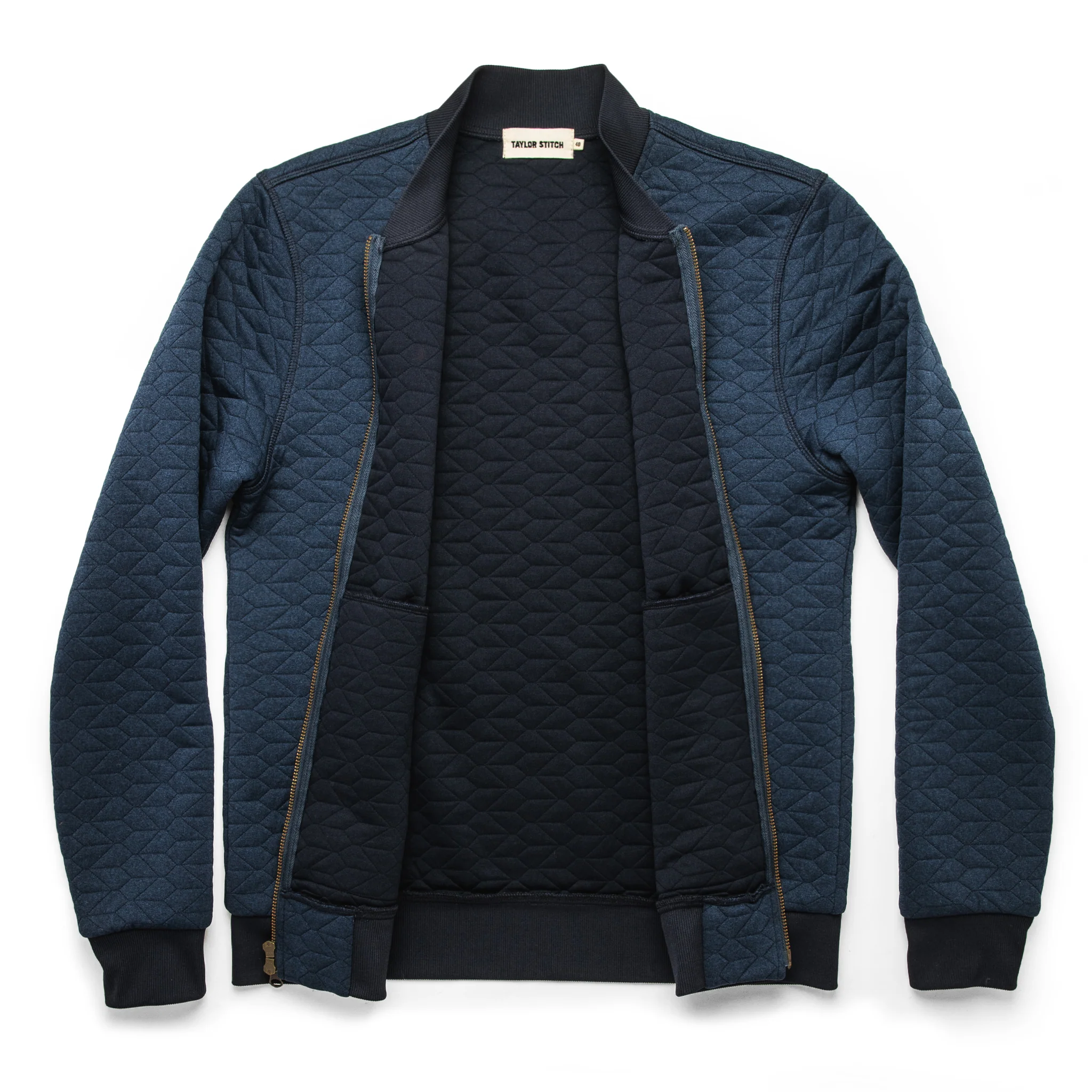 The Inverness Bomber in Navy Knit Quilt - Image 7