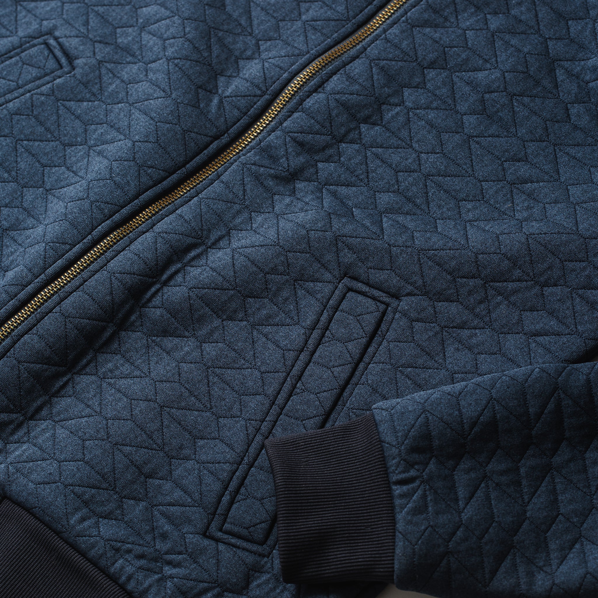 The Inverness Bomber in Navy Knit Quilt - Image 8