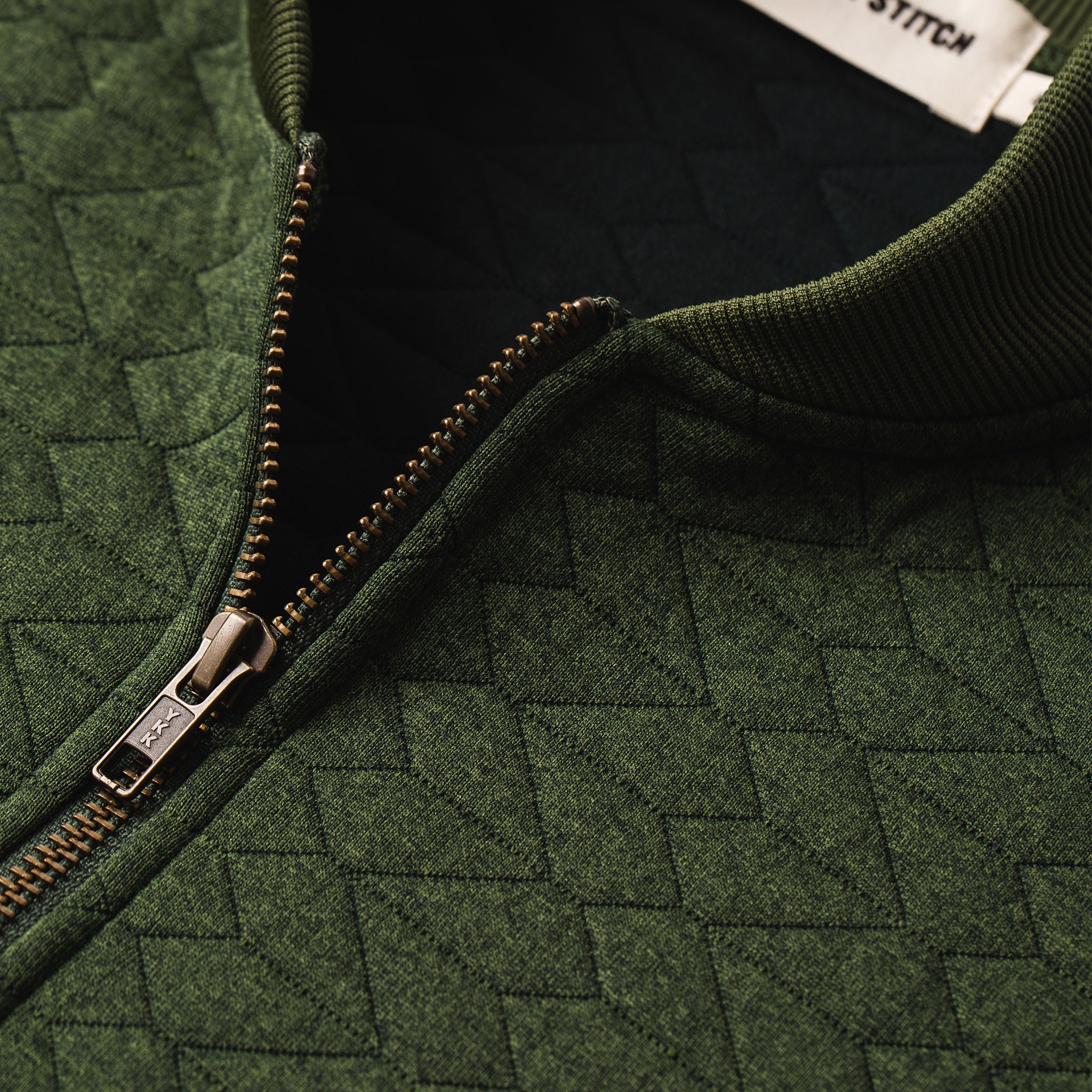 The Inverness Bomber in Olive Knit Quilt - Image 6