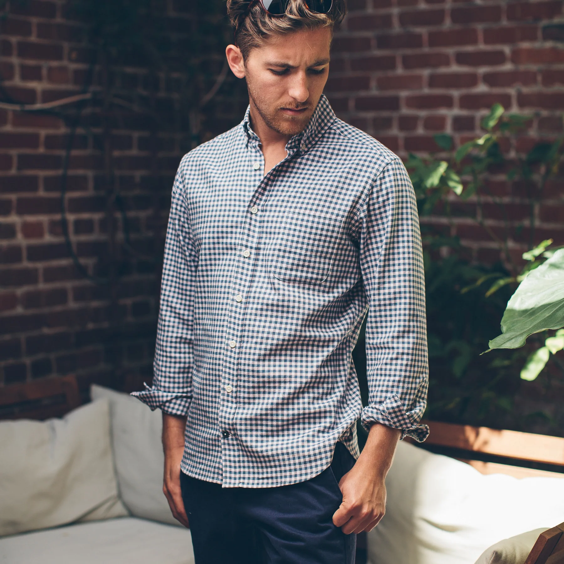 The Jack in Pale Pink Gingham Oxford - Image 2