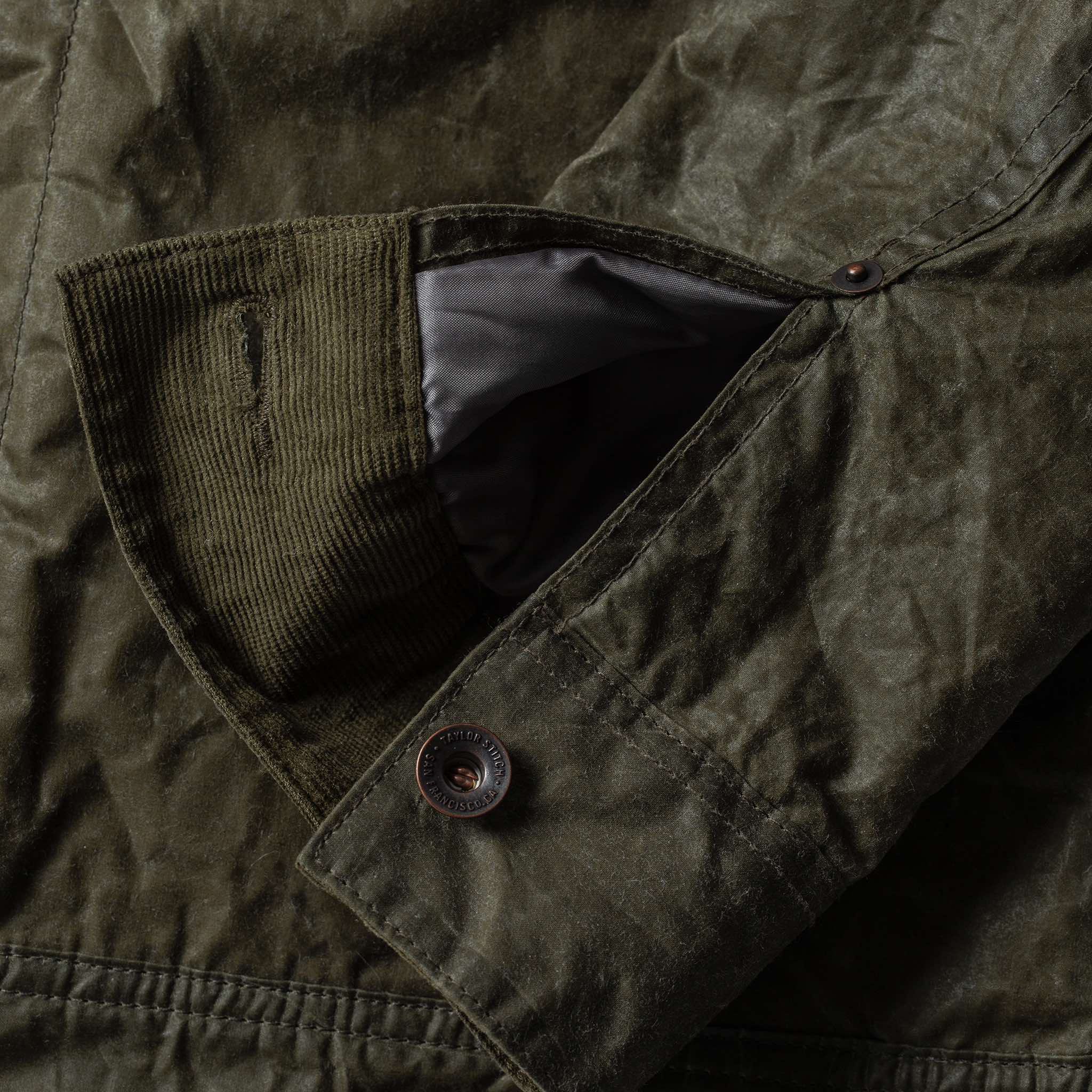 The Lined Long Haul Jacket in Olive Waxed Canvas - Image 7