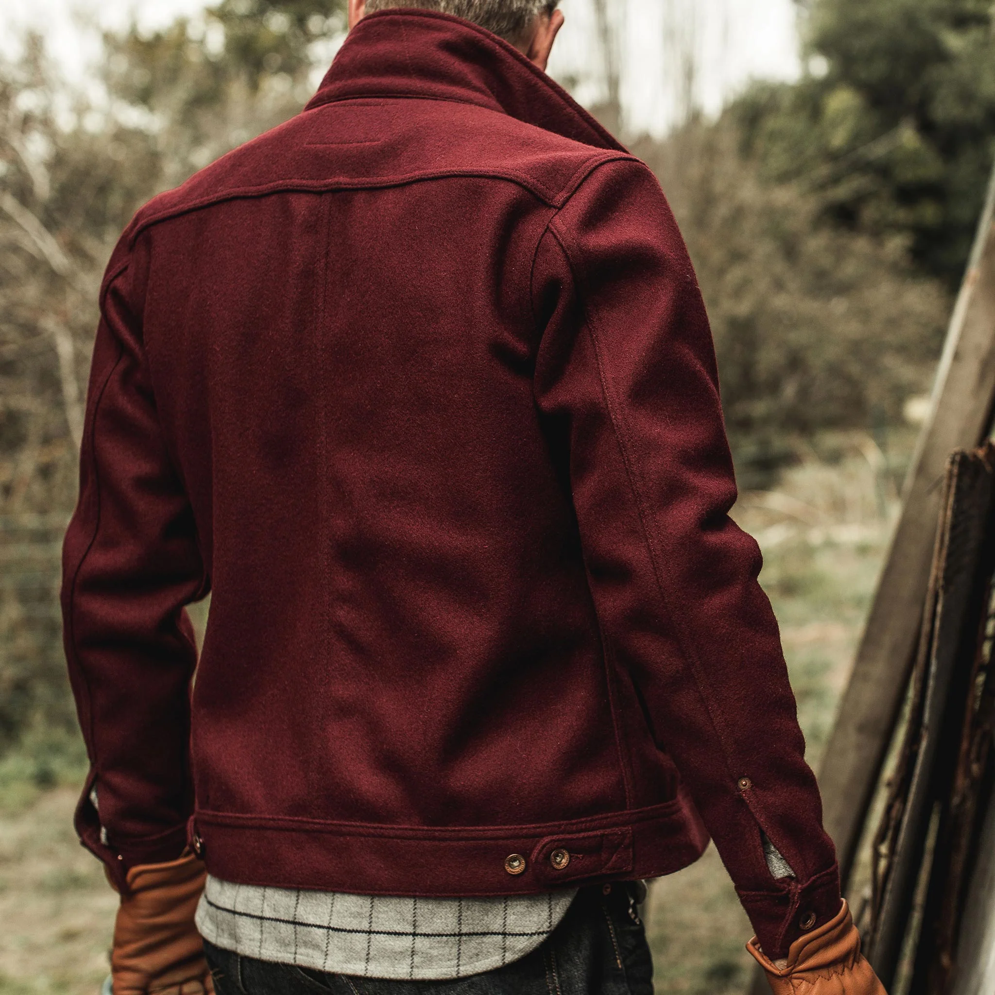 The Long Haul Jacket in Burgundy Melton Wool - Image 4