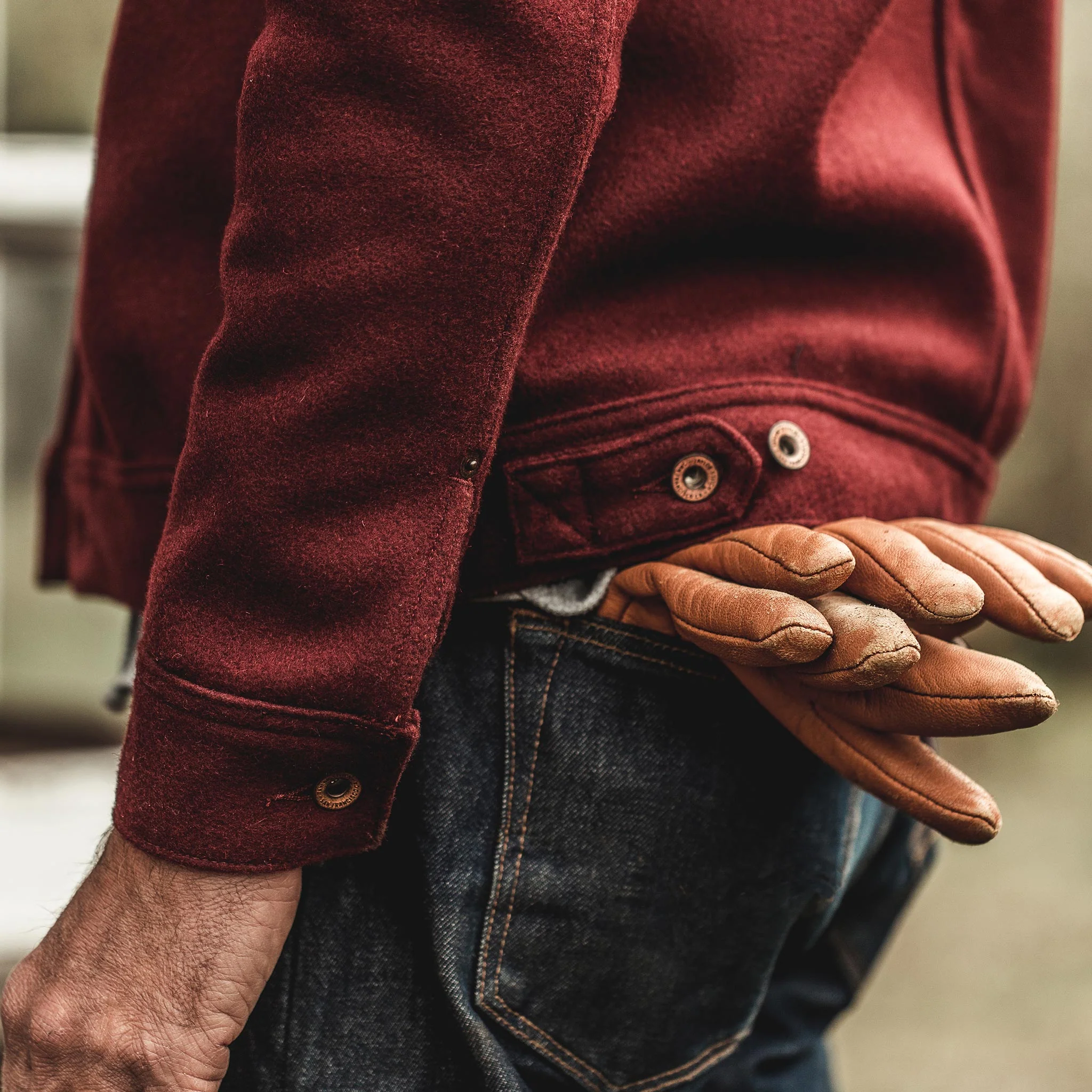The Long Haul Jacket in Burgundy Melton Wool - Image 5