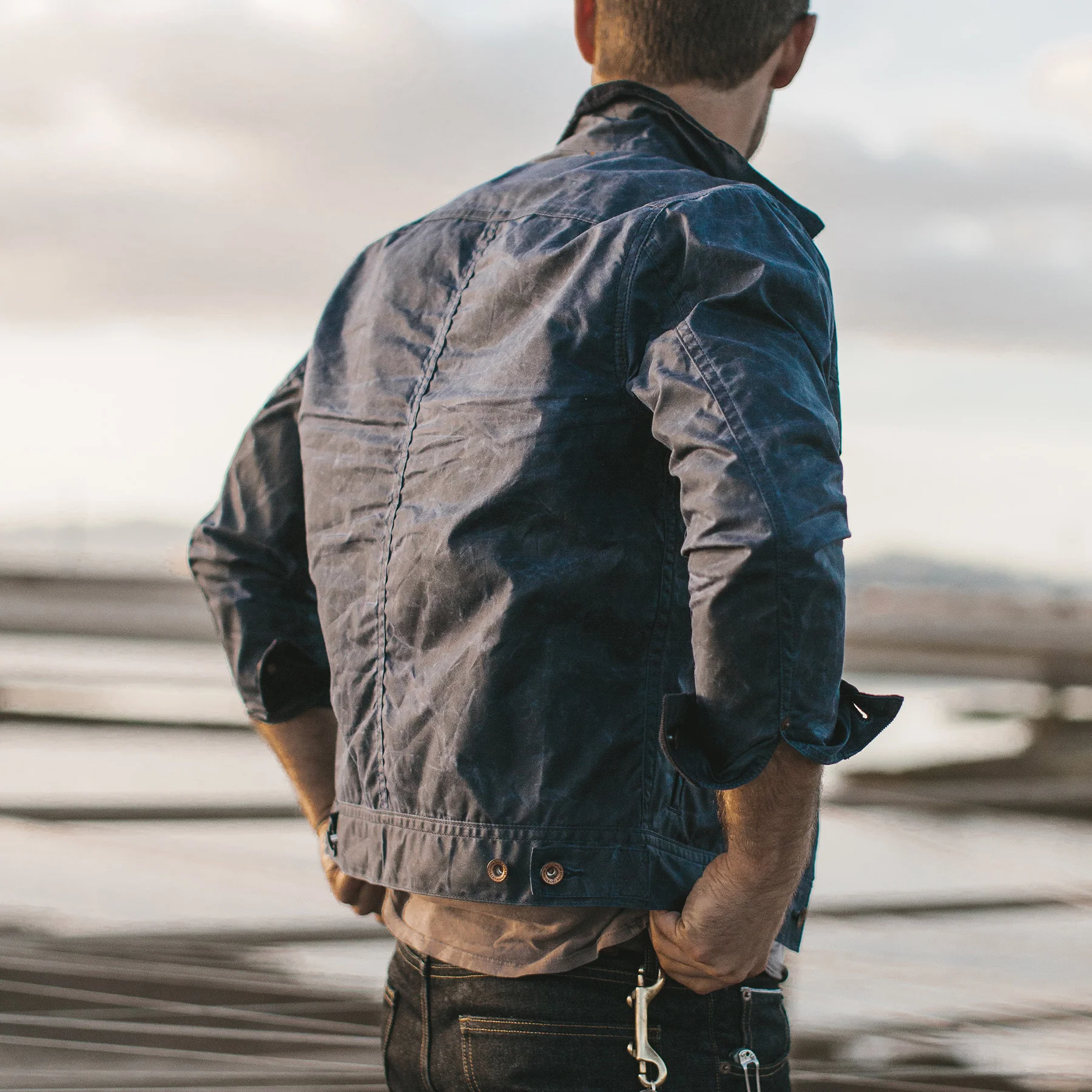 The Long Haul Jacket in Navy Waxed Canvas - Image 3