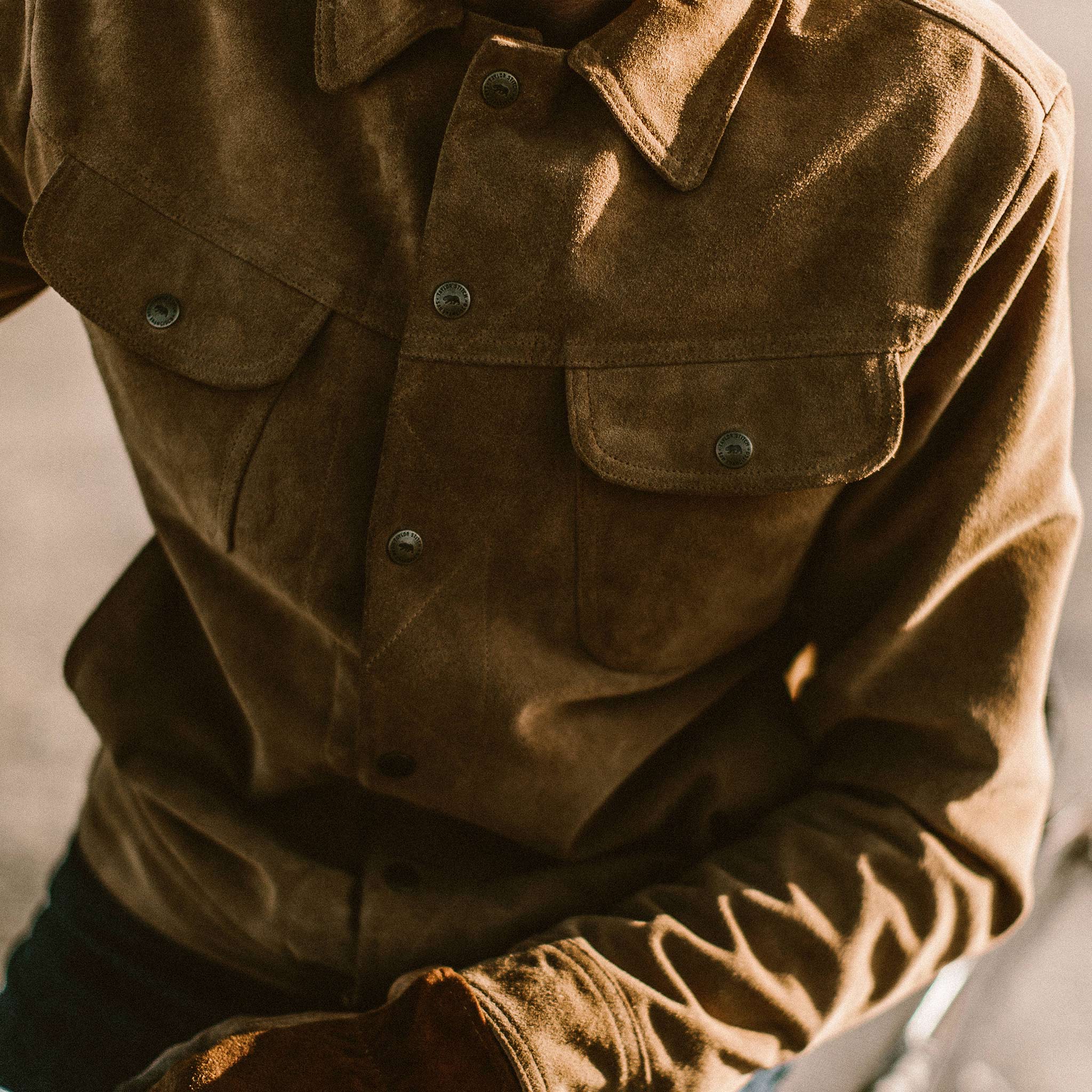 The Long Haul Jacket in Sand Weatherproof Suede - Image 3