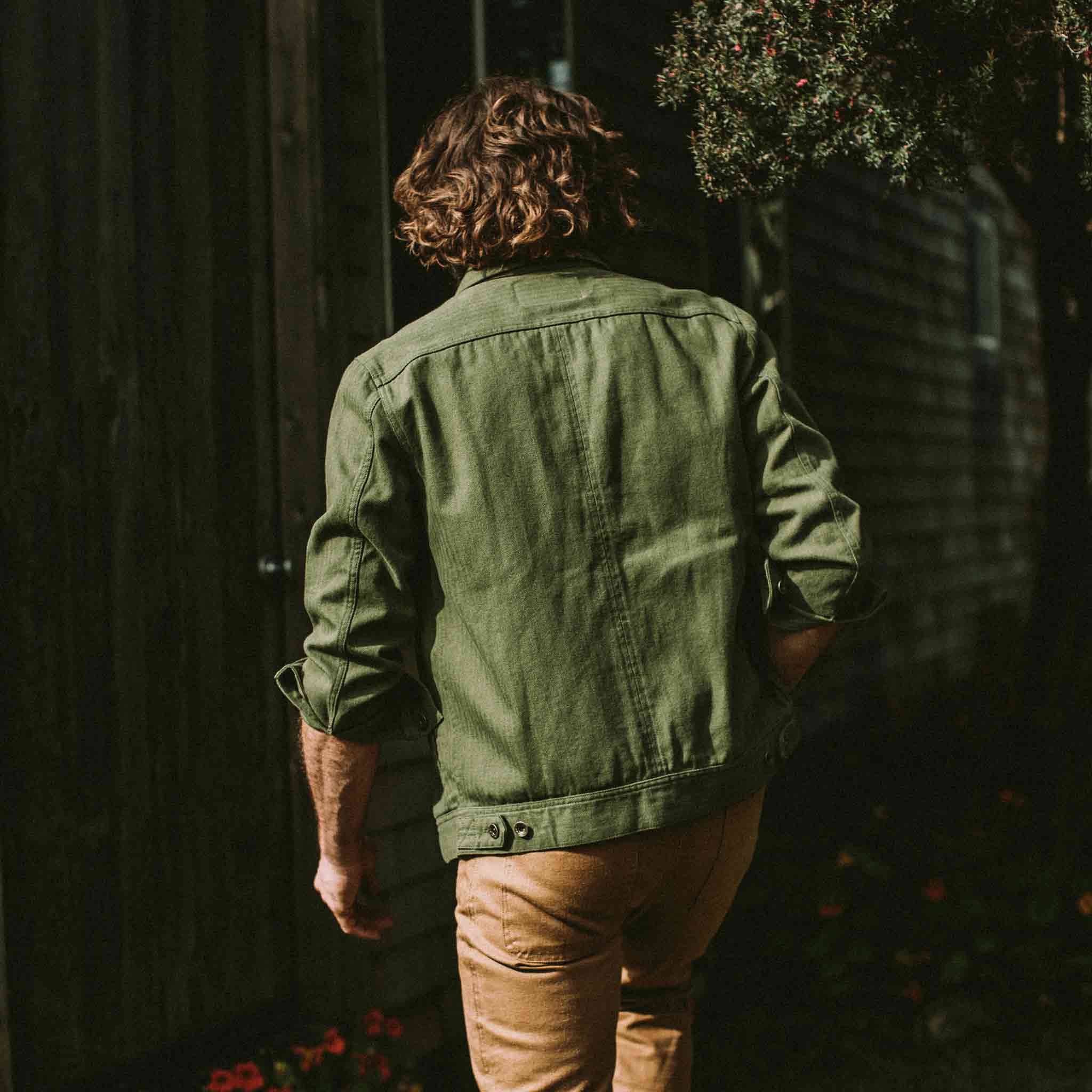 The Long Haul Jacket in Washed Olive Herringbone - Image 5