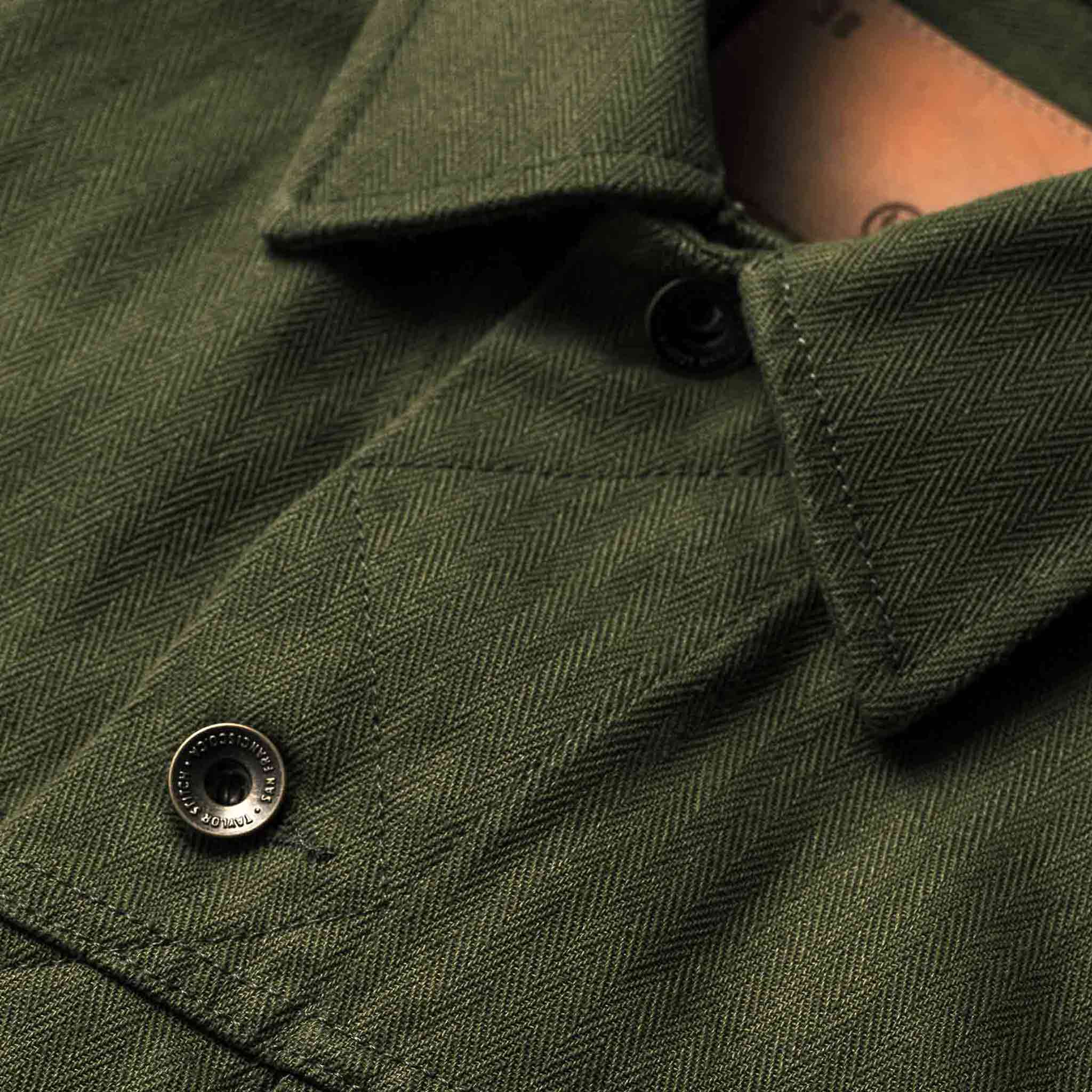 The Long Haul Jacket in Washed Olive Herringbone - Image 6