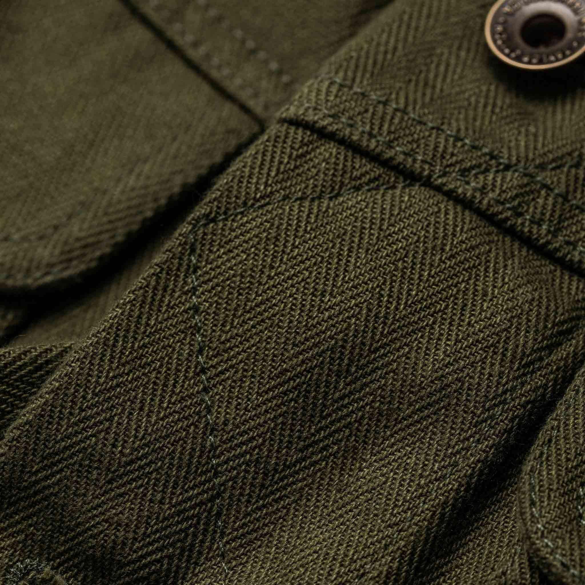 The Long Haul Jacket in Washed Olive Herringbone - Image 9