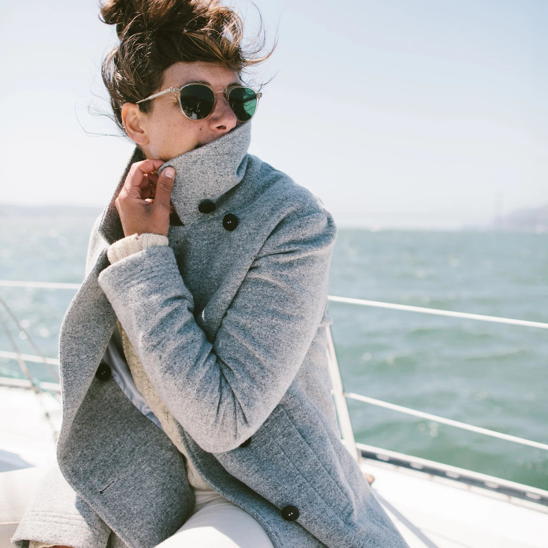 The Mariner Peacoat in Ash Donegal Lambswool - Image 2