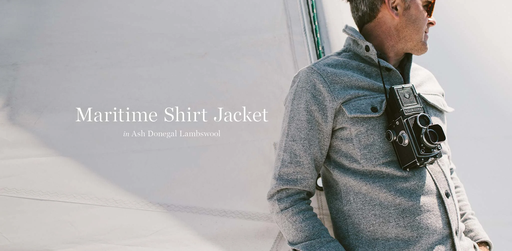 The Maritime Shirt Jacket in Ash Donegal Lambswool - Image 9