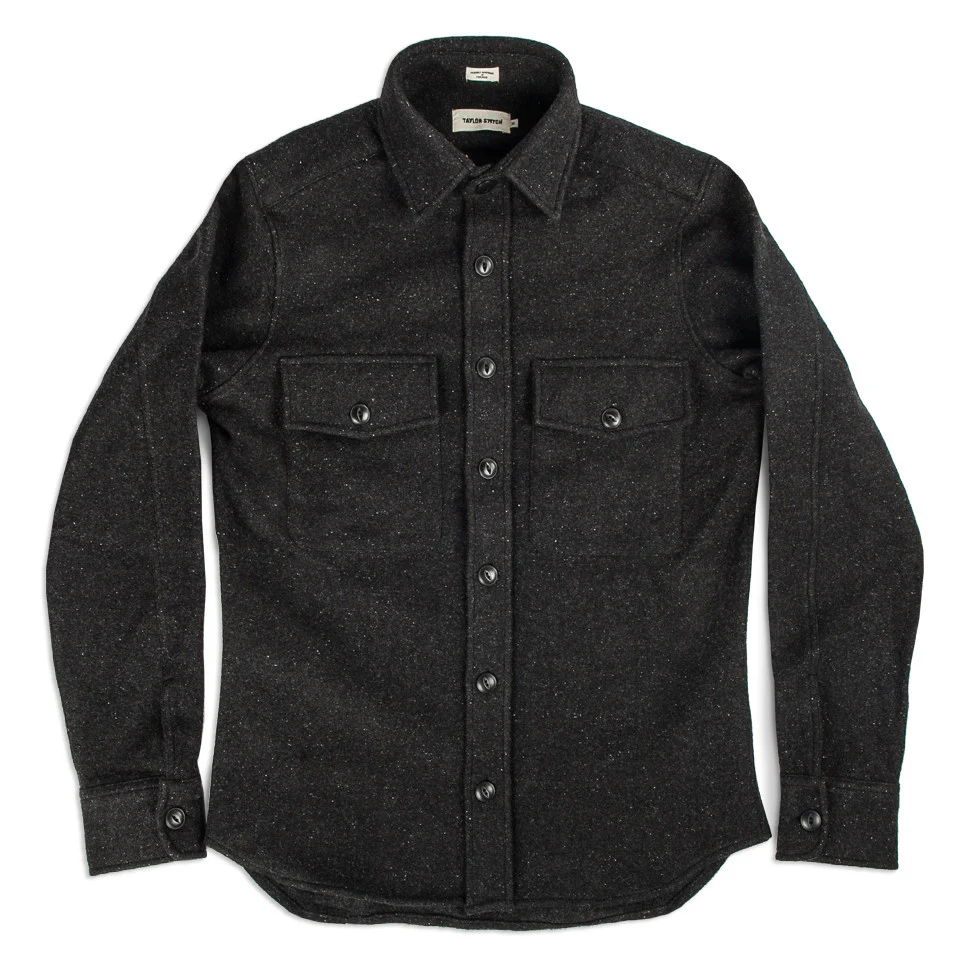 The Maritime Shirt Jacket in Charcoal Donegal Wool - Image 3