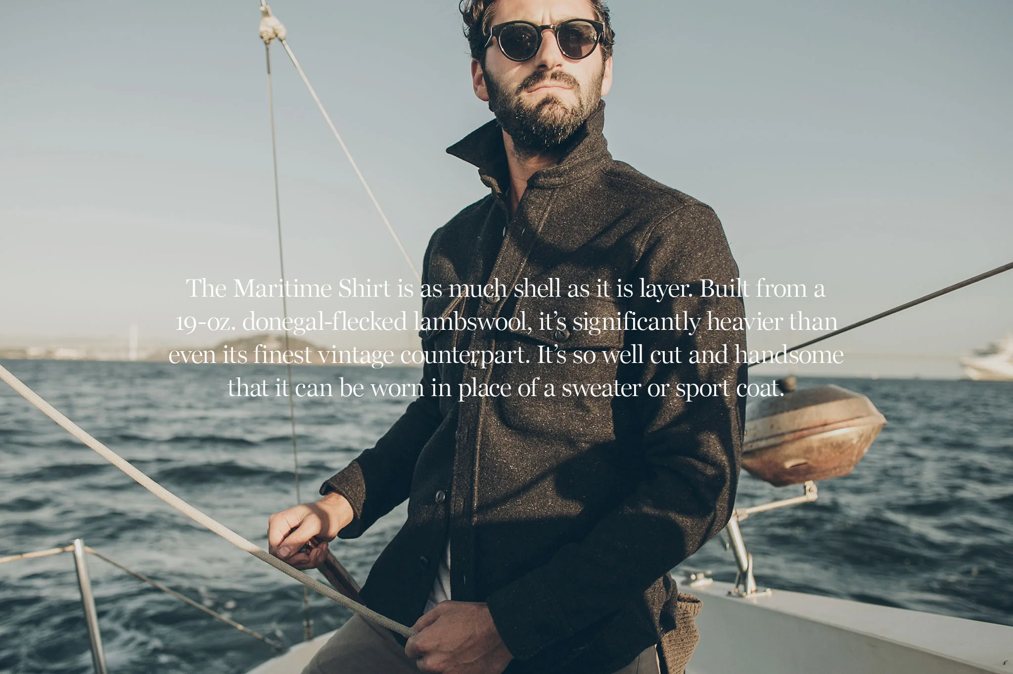 The Maritime Shirt Jacket in Charcoal Donegal Wool - Image 8