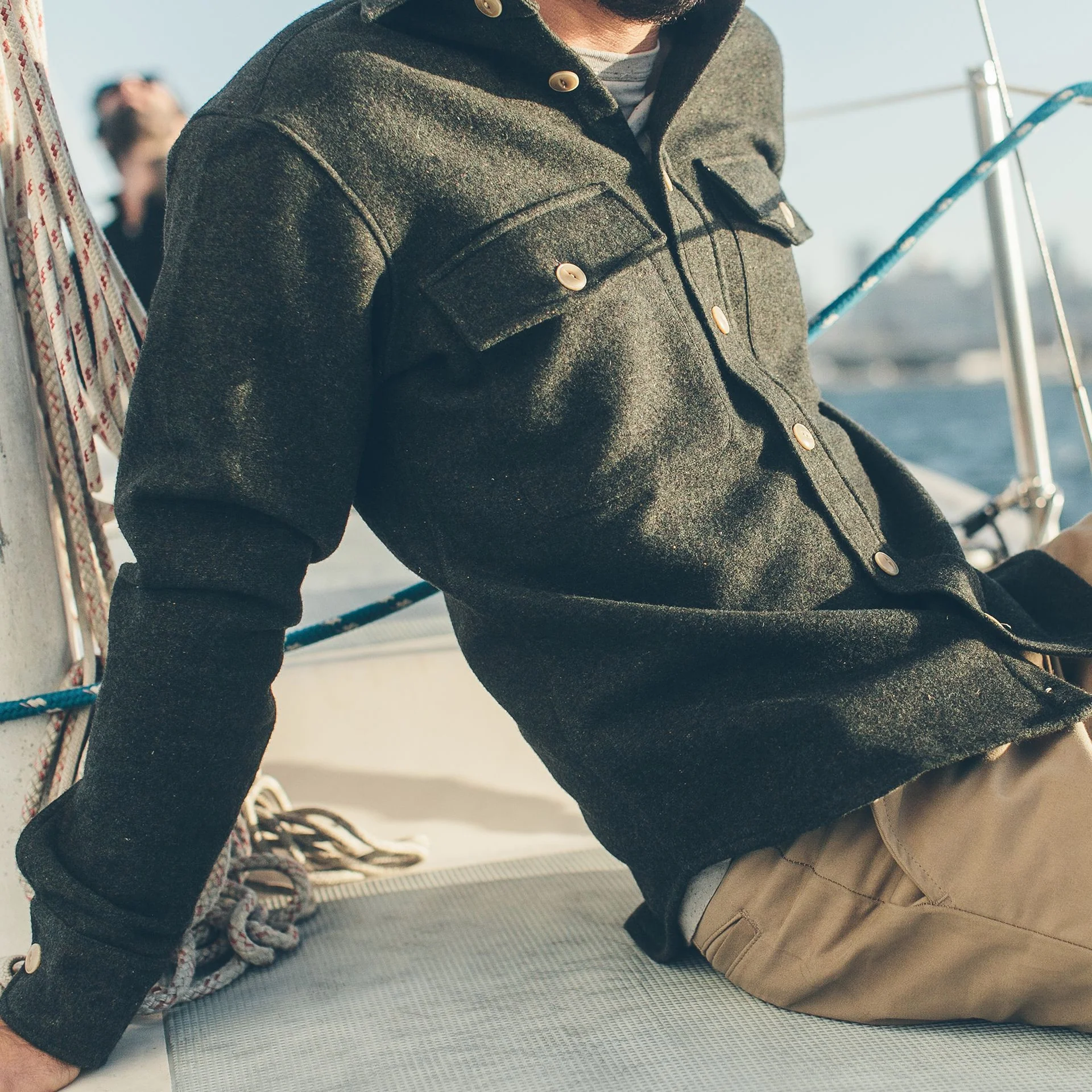 The Maritime Shirt Jacket in Moss Donegal Wool - Image 7