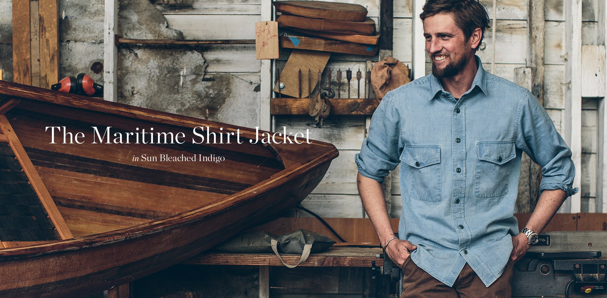 The Maritime Shirt Jacket in Sun Bleached Indigo - Image 8