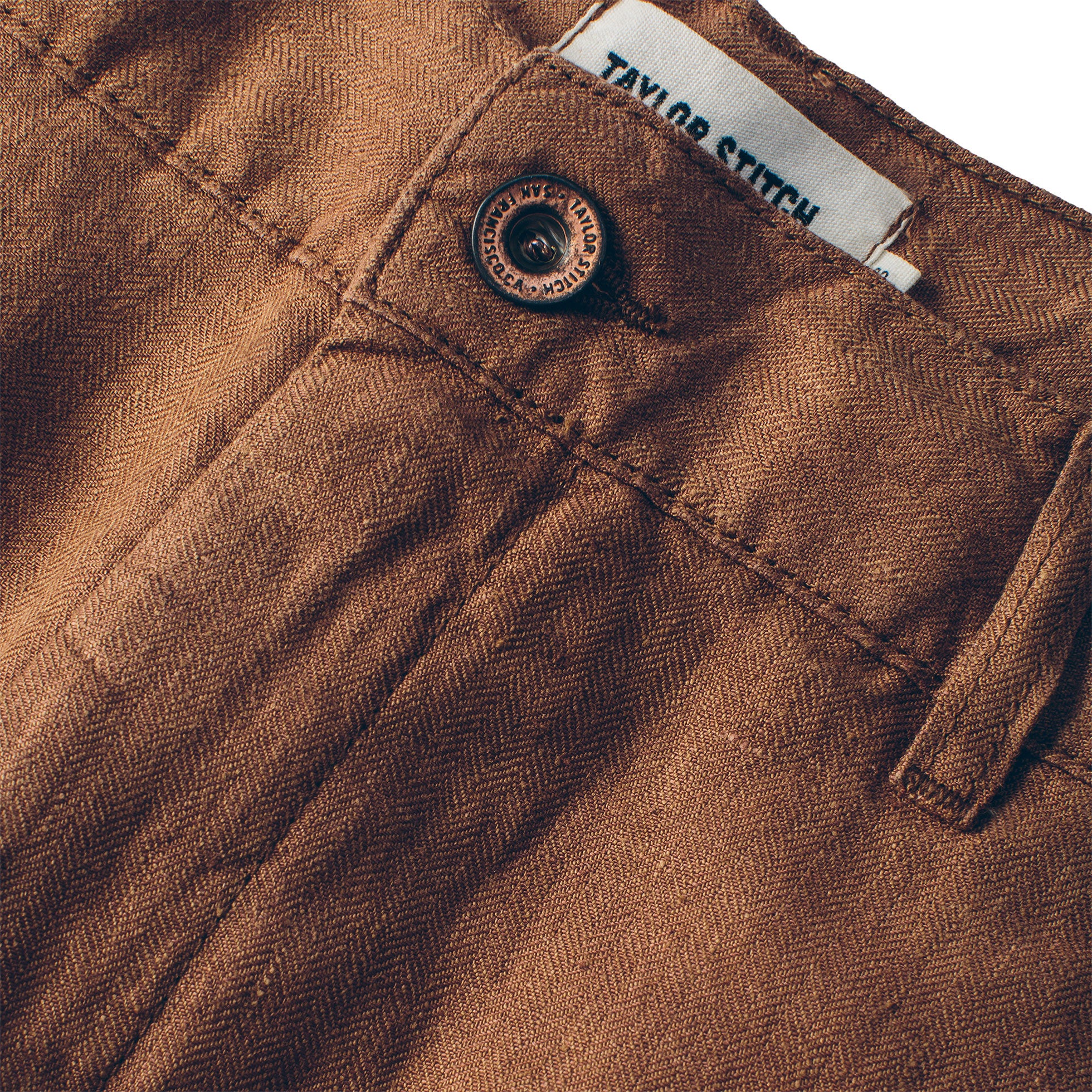 The Maritime Short in British Khaki Linen Herringbone - Image 6