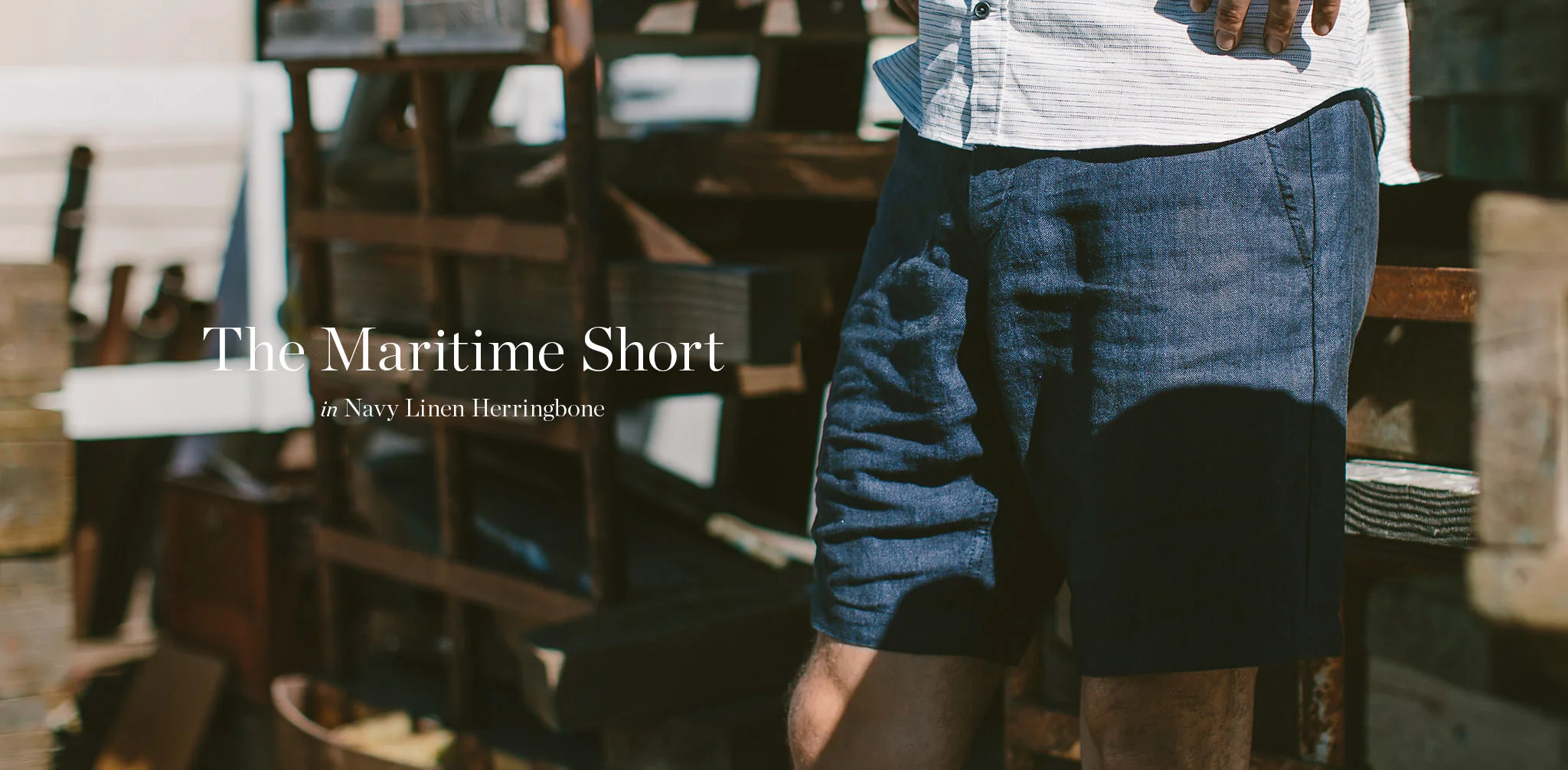 The Maritime Short in Navy Linen Herringbone - Image 7