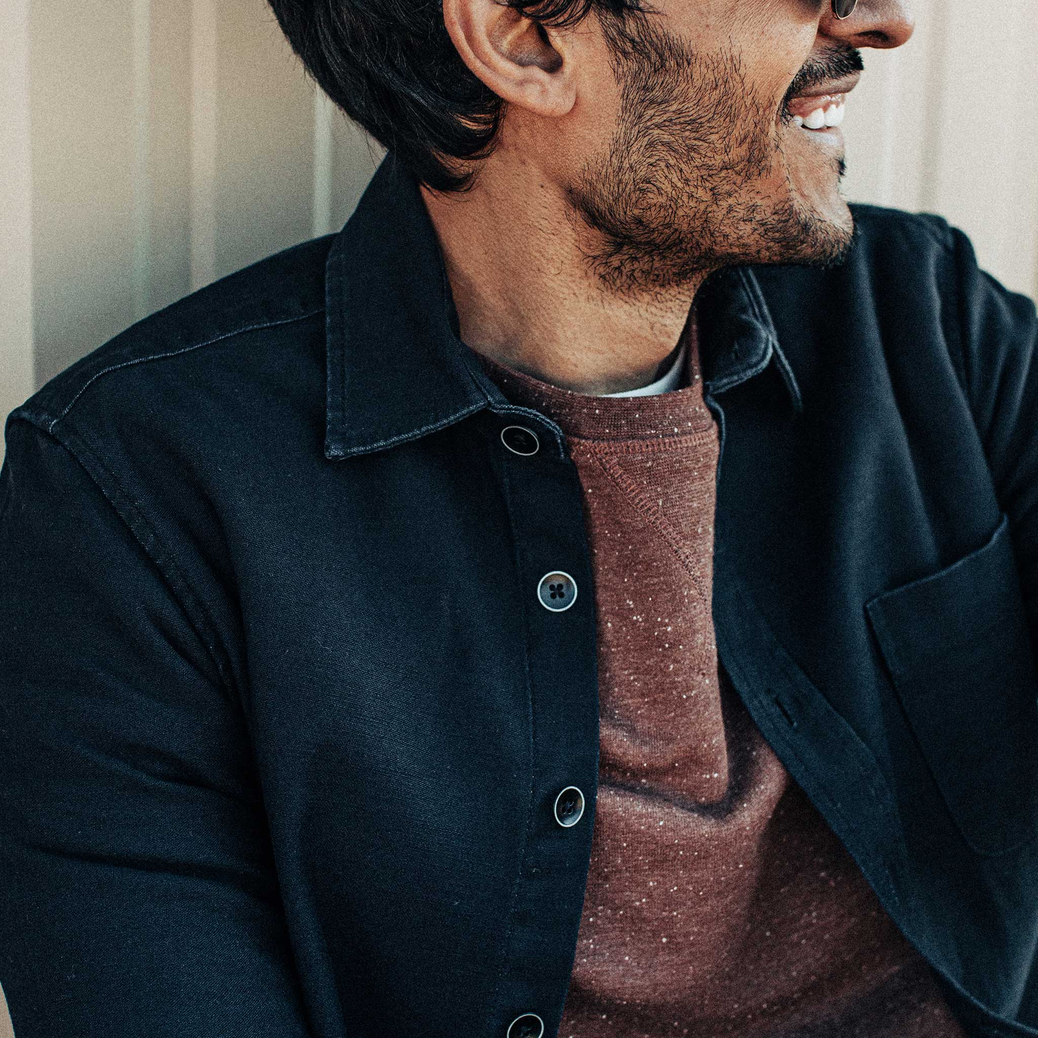 The Mechanic Shirt in Black Reverse Sateen - Image 3