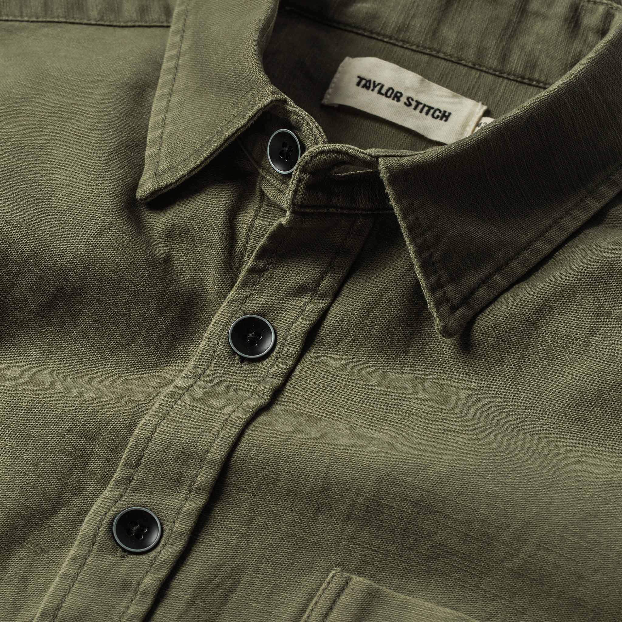 The Mechanic Shirt in Olive Reverse Sateen - Image 6